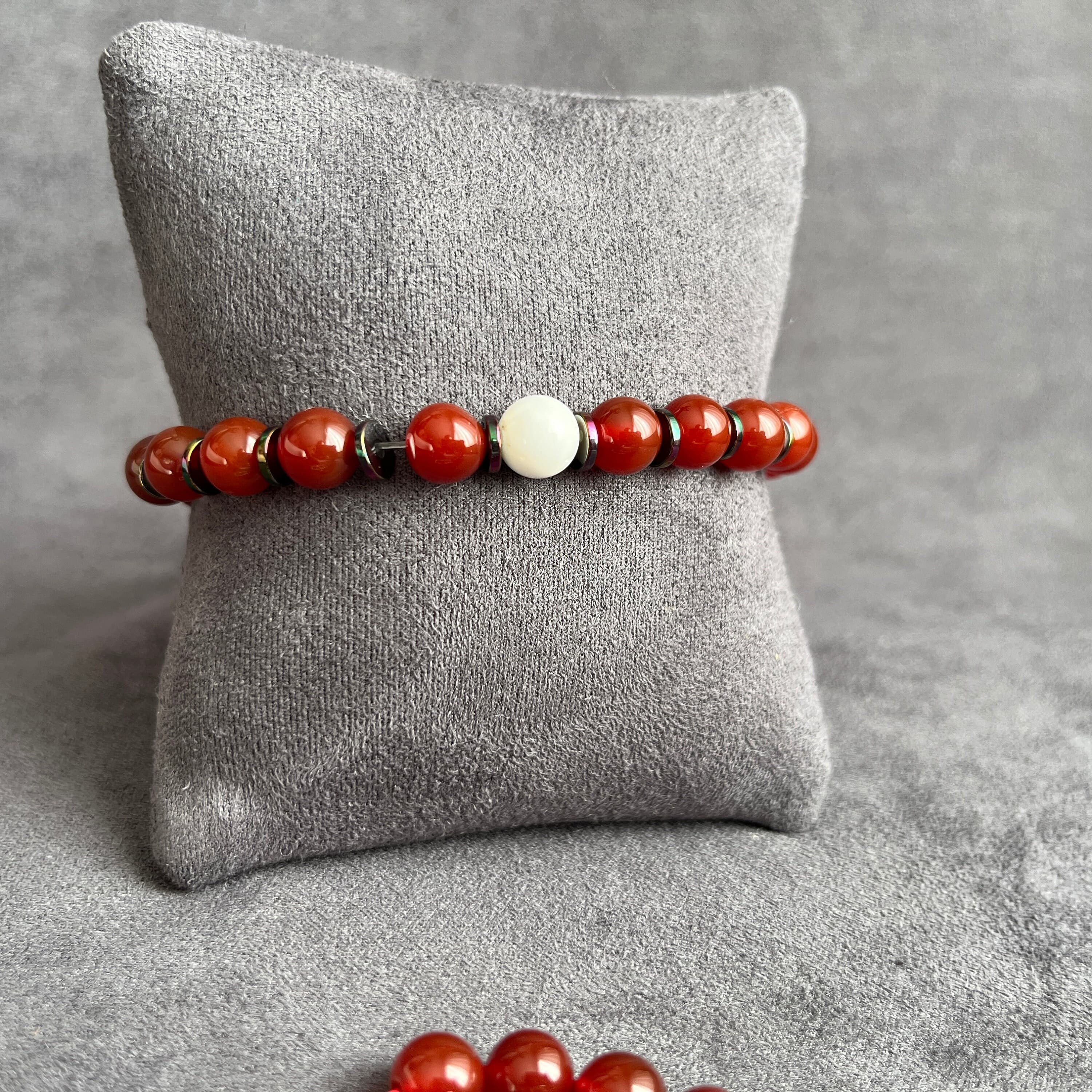 Personalized Red Agate Islamic Prayer Beads and Bracelet Set, Eid Gift - image 5