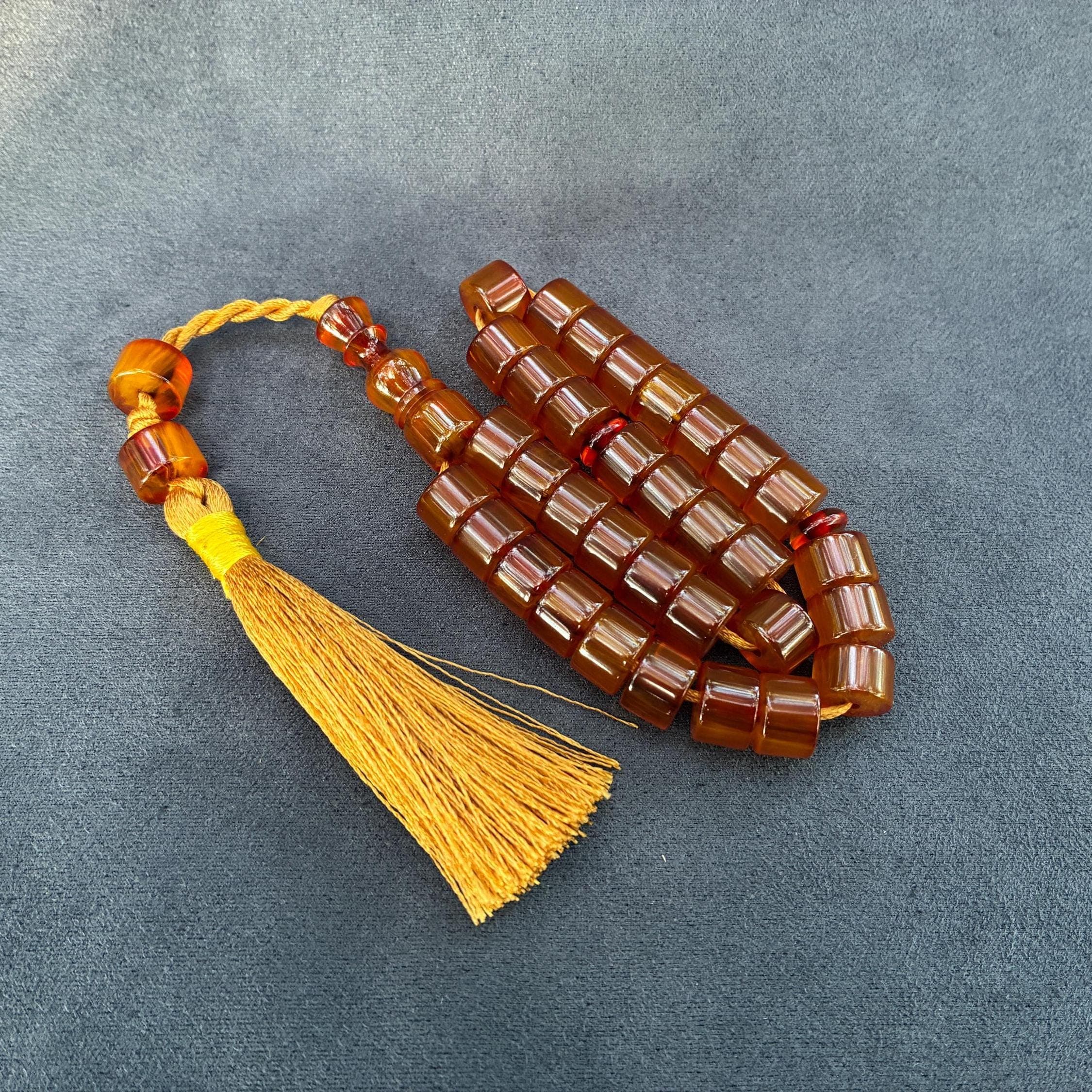 Amber Color Bakelite Prayer Beads: Faturan Style Worry Beads, Eid Gift - image 3