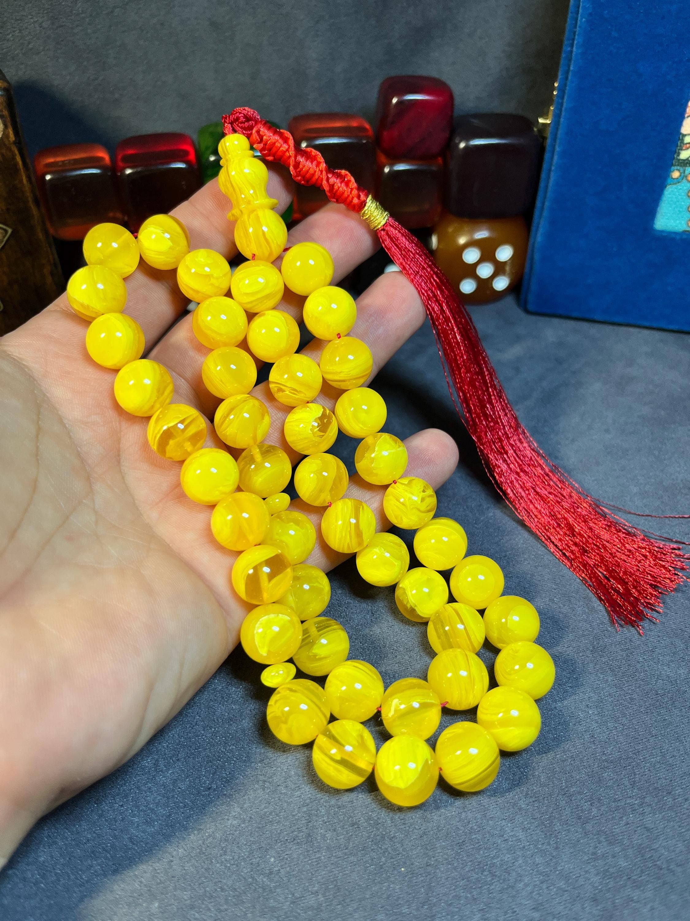 45 Beads Yellow New Bakelite Rosary, Ramadan Eid Gift Tasbih, Ottoman Amber, Misbaha Muslim Gift, Islamic Prayer Beads - image 5