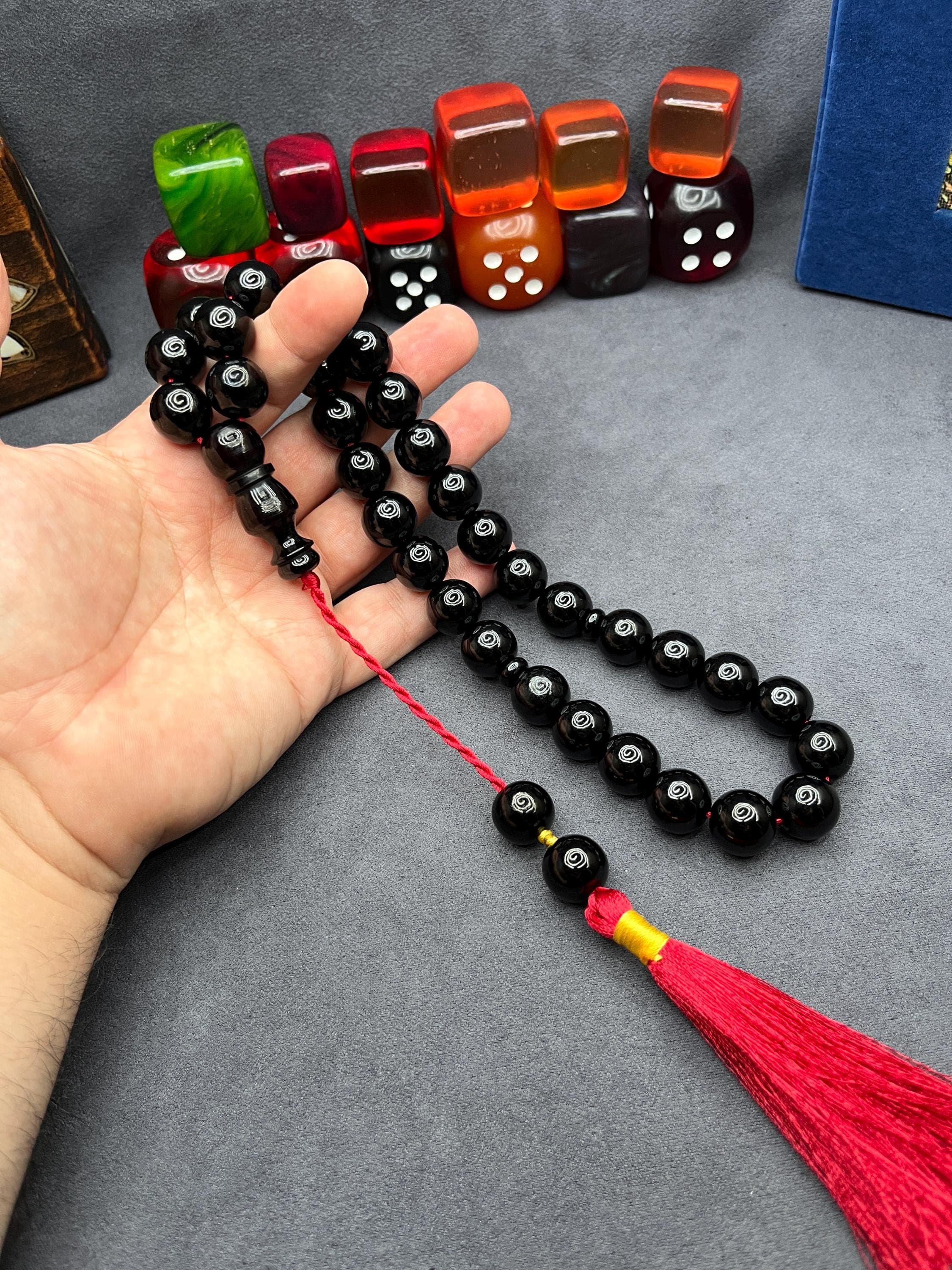 Black Faturan Prayer Beads 33, Ottoman Tasbih Misbaha, Muslim Rosary, Islamic Gift, Collectible Worry Beads - image 4