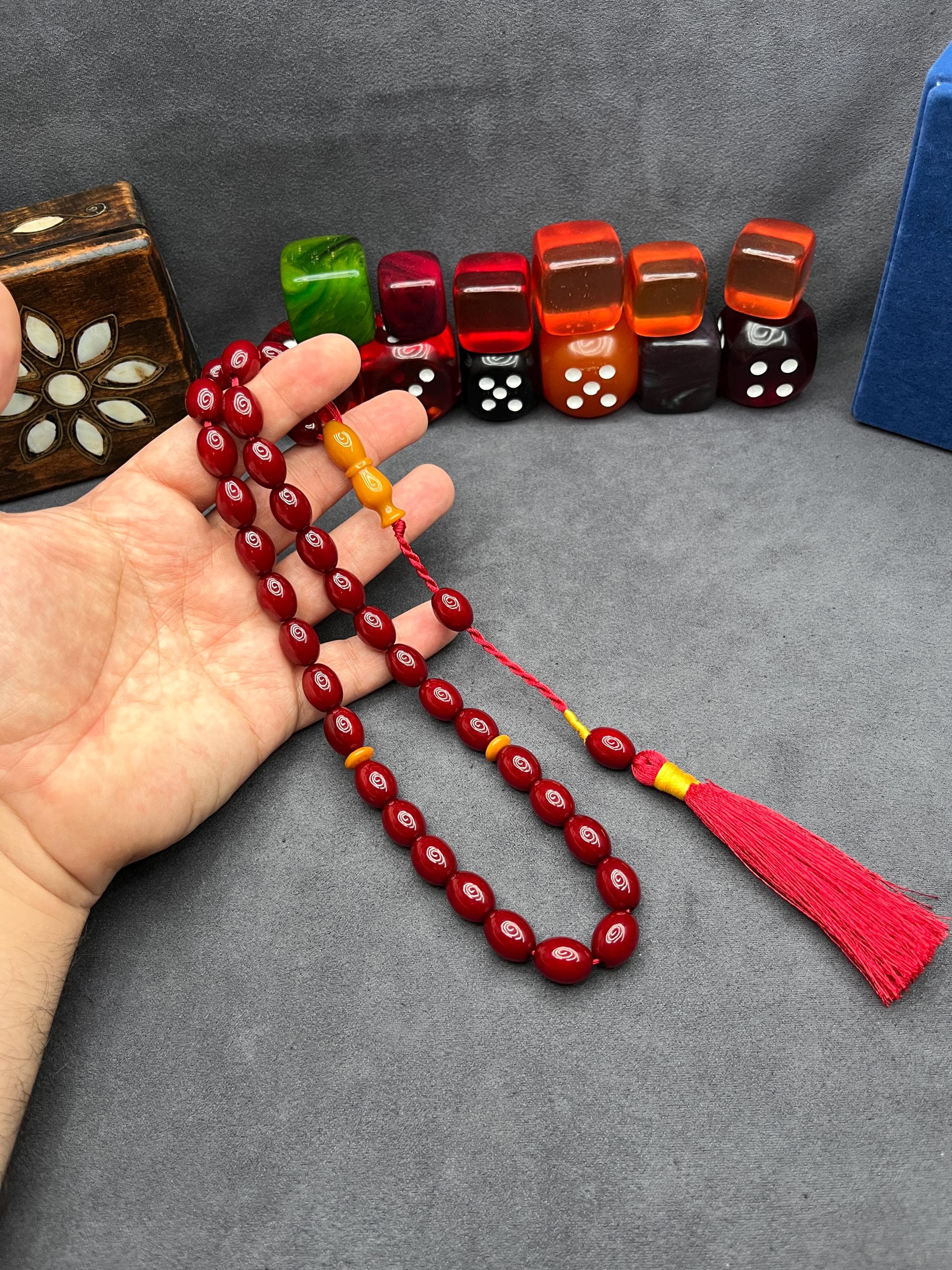 Ottoman 33 Beads Rosary, Bakelite Misbah, Worry Beads, Muslim Rosary, Muslim Gift, Tesbih, Collectible Faturan Islamic Prayer Beads, مسبحة, - image 5