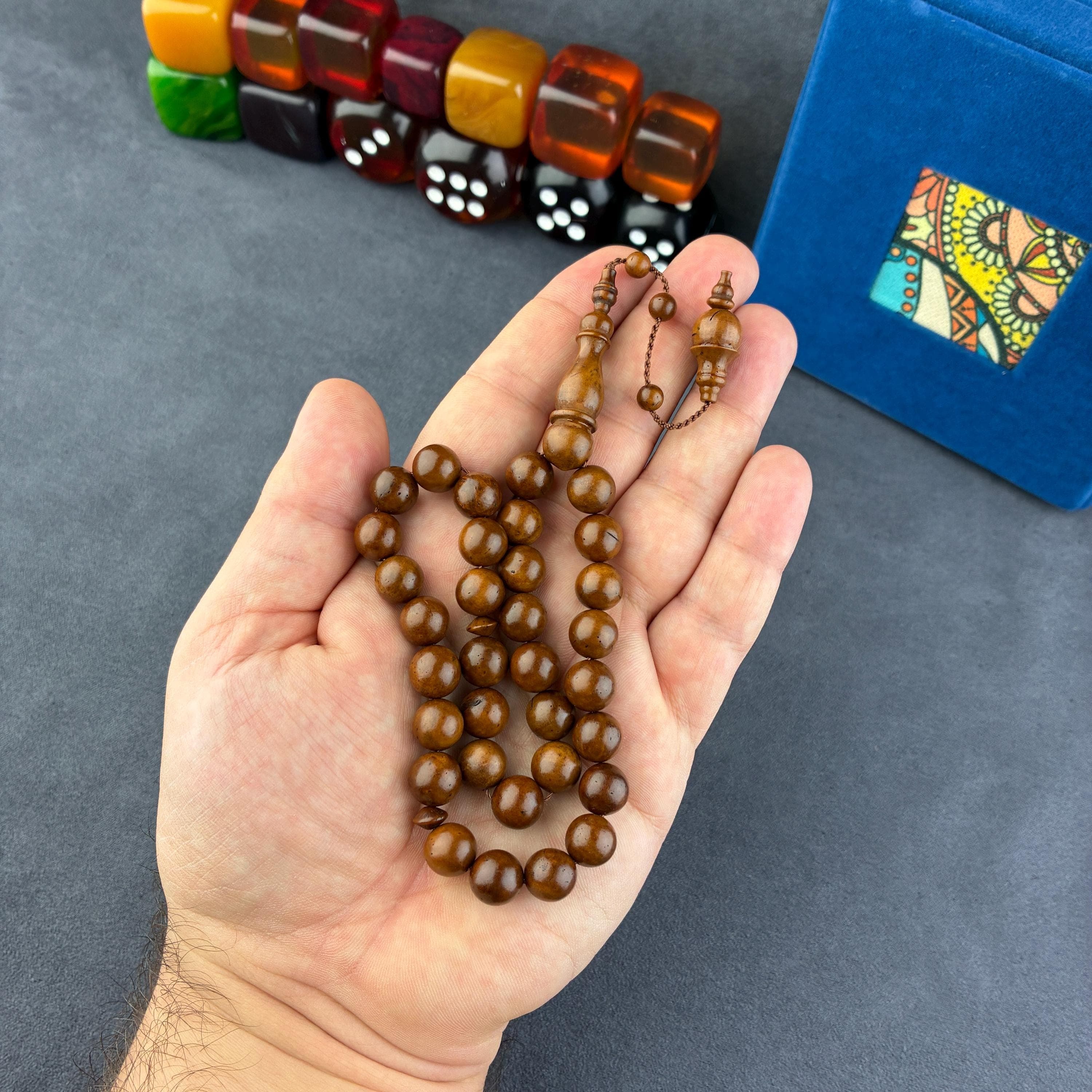 10mm Natural Tree Kuka Prayer Beads, Sufi Beads Eid Mubarak Gift, Islamic 33 Beads Rosary, For Muslim Worry Beads, Tasbih, Tasbeeh, Tesbih, - image 4