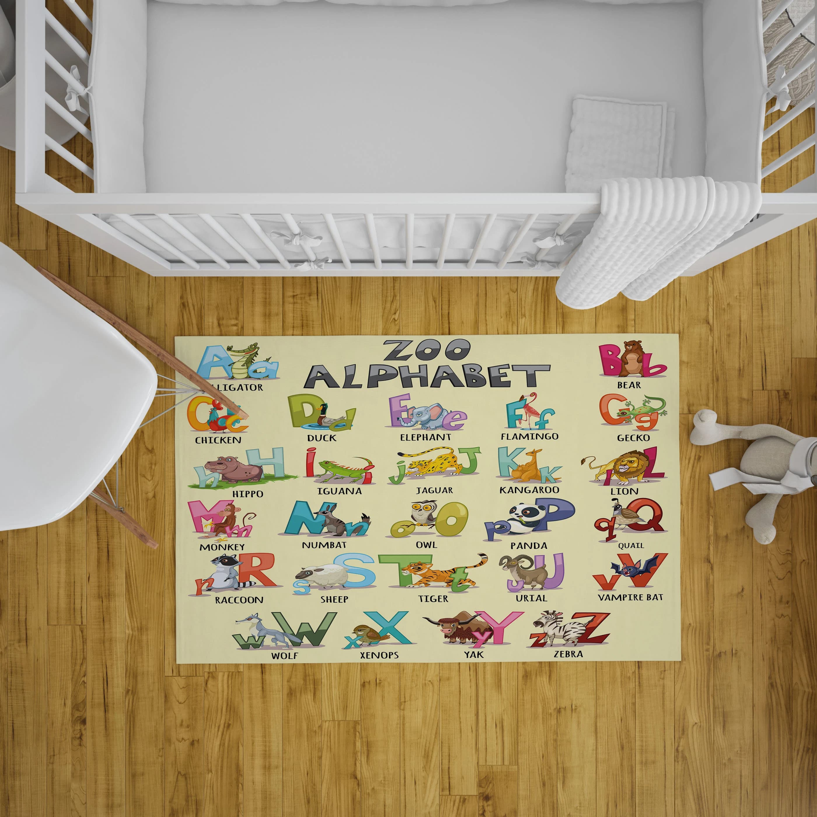 Zoo Animals Alphabet Carpet, Educational Letters Abc Custom Rectangular Rug, Nursery Kindergarten Rug,Abc Rug Decor, Letters Playroom Pug - image 2