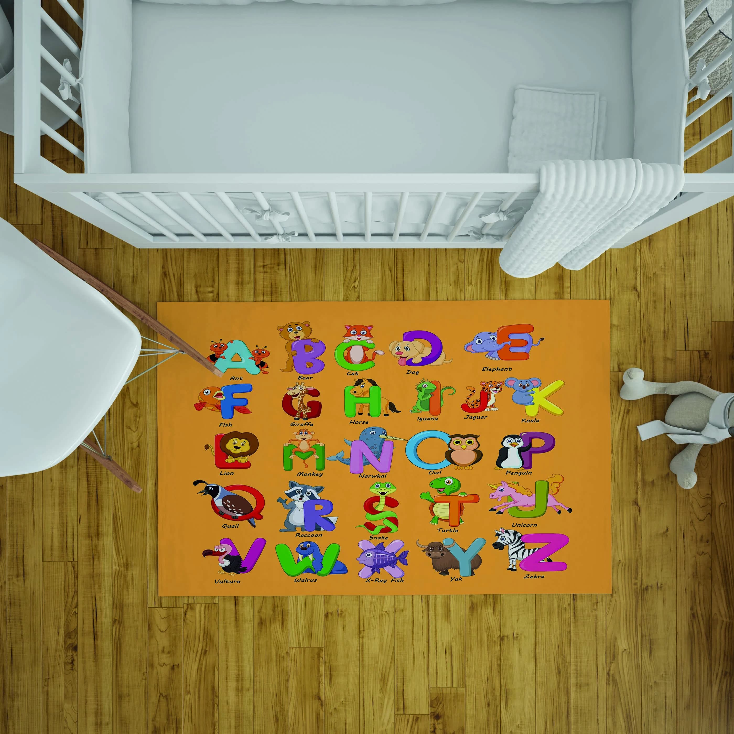 Zoo Animals Alphabet Carpet, Educational Letters Abc Custom Rectangular Rug, Nursery Kindergarten Rug,Abc Rug Decor, Letters Playroom Pug - image 3