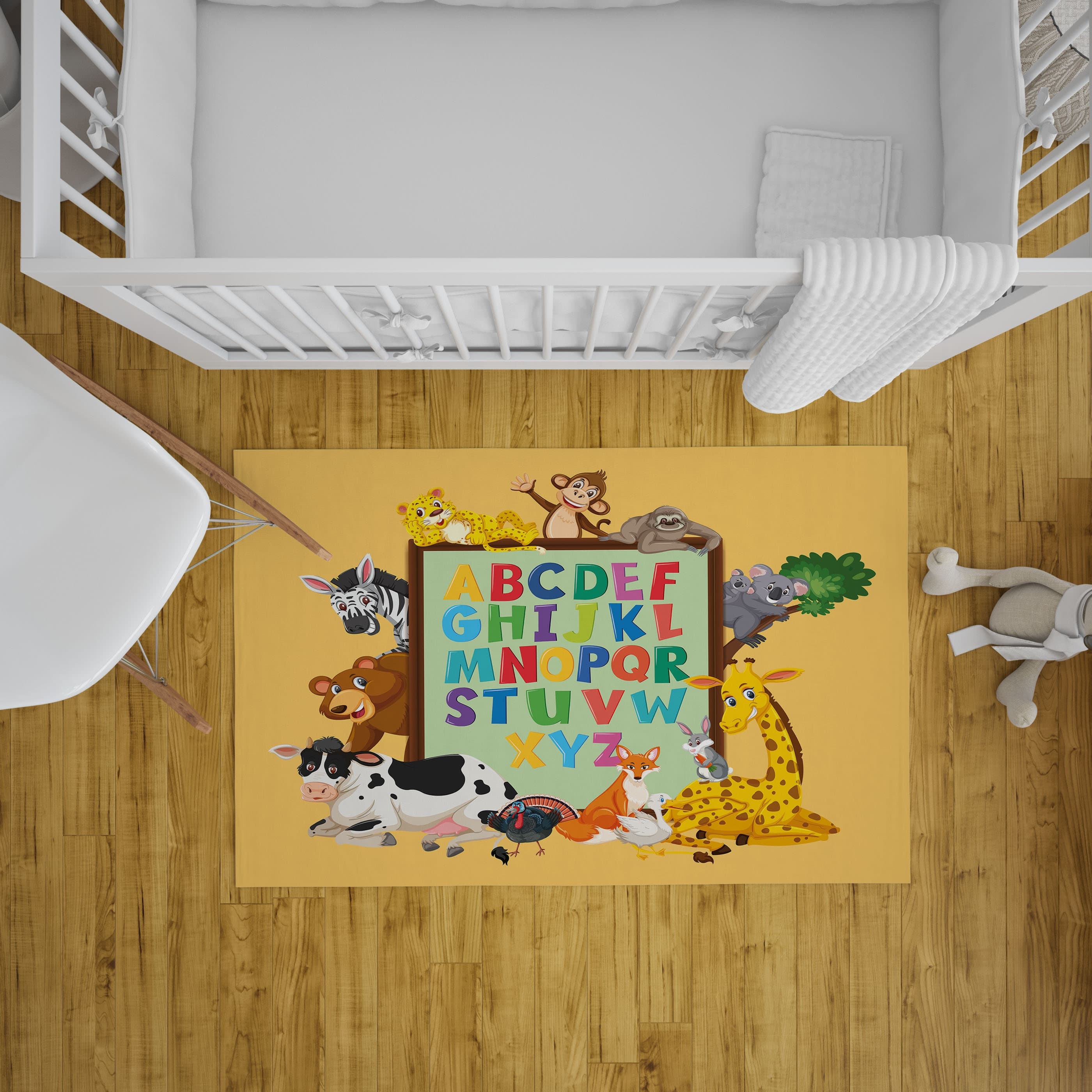 Zoo Animals Alphabet Carpet, Educational Letters Abc Custom Rectangular Rug, Nursery Kindergarten Rug,Abc Rug Decor, Letters Playroom Pug - image 5