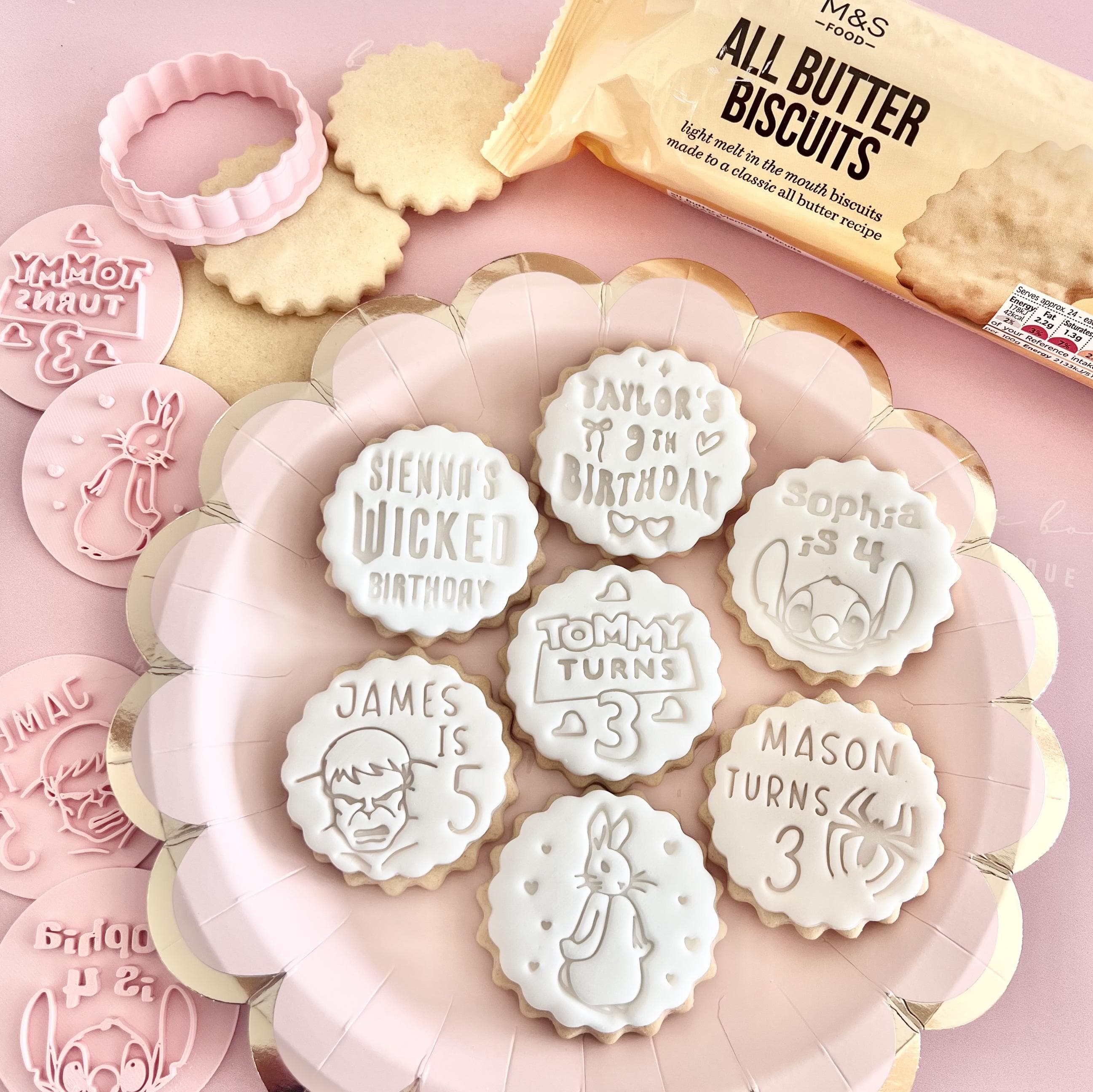Rabbit cookie cutter fondant stamp embosser 1st Birthday baby shower biscuit diy party favours m&s biscuits decoration rabbit hearts - image 5