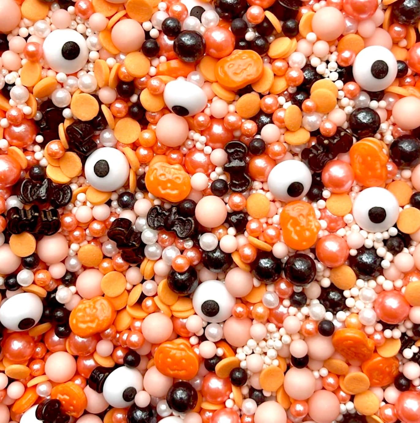 Halloween sprinkles vegan eyes pumpkins orange black white sprinkle ball blend mix cupcake cake biscuit cookie topper baking decoration