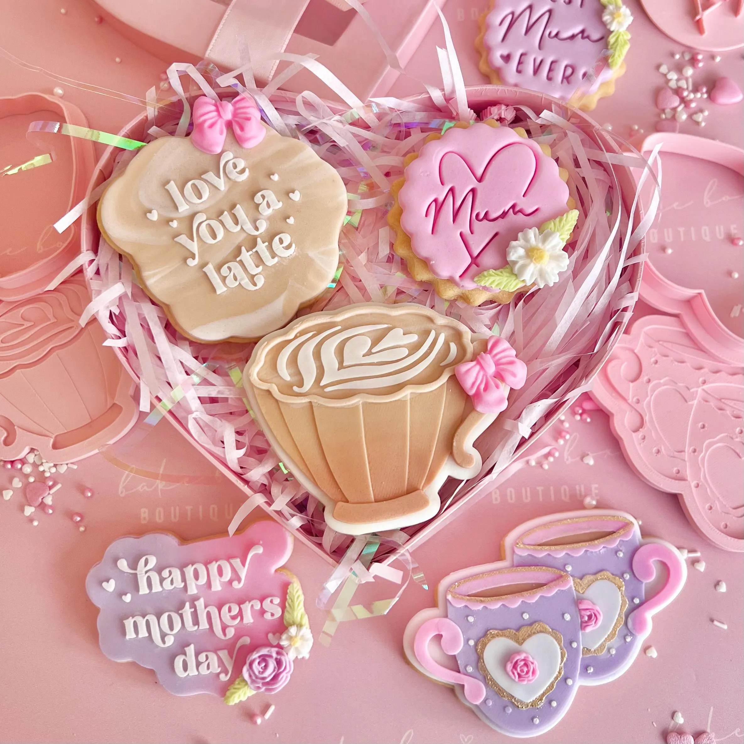 Happy mothers day love you a latte mum embosser stamp debosser cookie cutter cake cupcake decoration biscuit supplies fondant topper - image 4