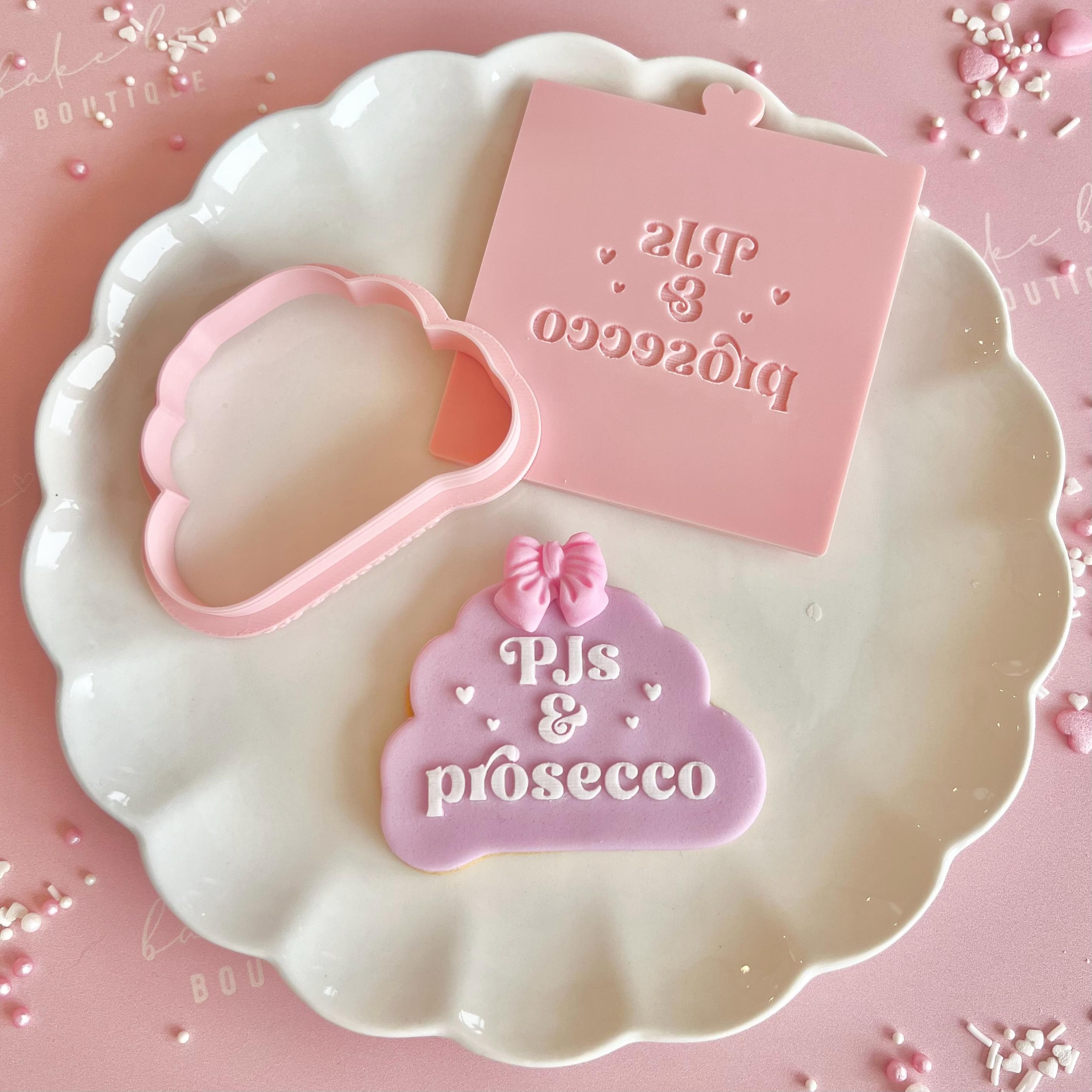 Happy mothers day pjs & prosecco lovely embosser stamp debosser cookie cutter cake cupcake decoration biscuit supplies fondant topper - image 3