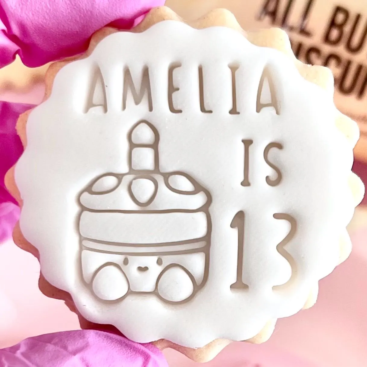 Customised stamp cookie cutter cake embosser custom personalised fondant icing biscuit topper m and s m&s happy birthday party favours diy - image 2