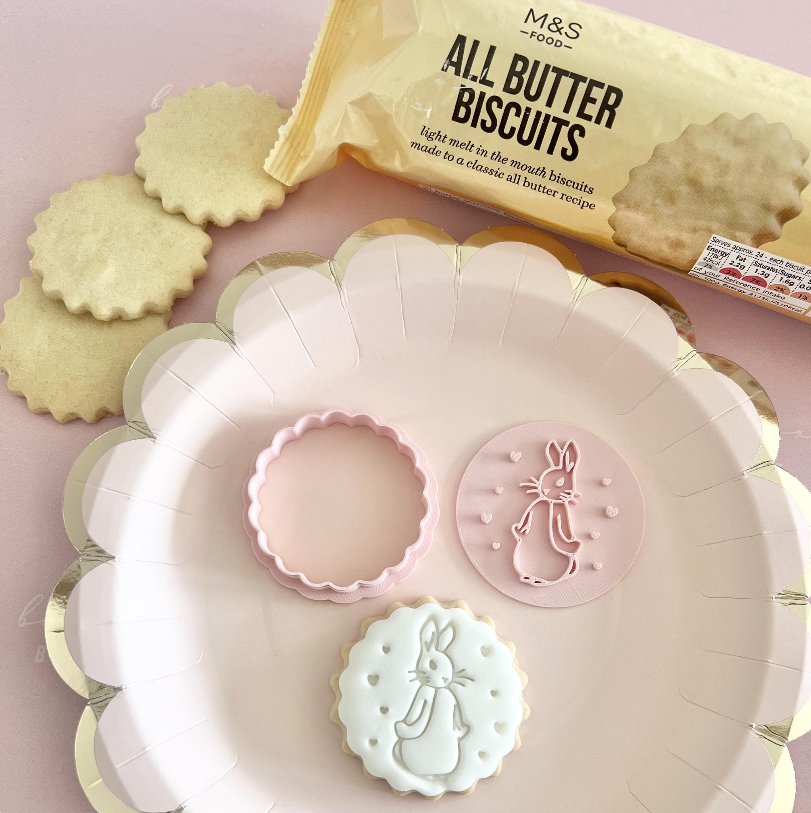 Rabbit cookie cutter fondant stamp embosser 1st Birthday baby shower biscuit diy party favours m&s biscuits decoration rabbit hearts - image 4