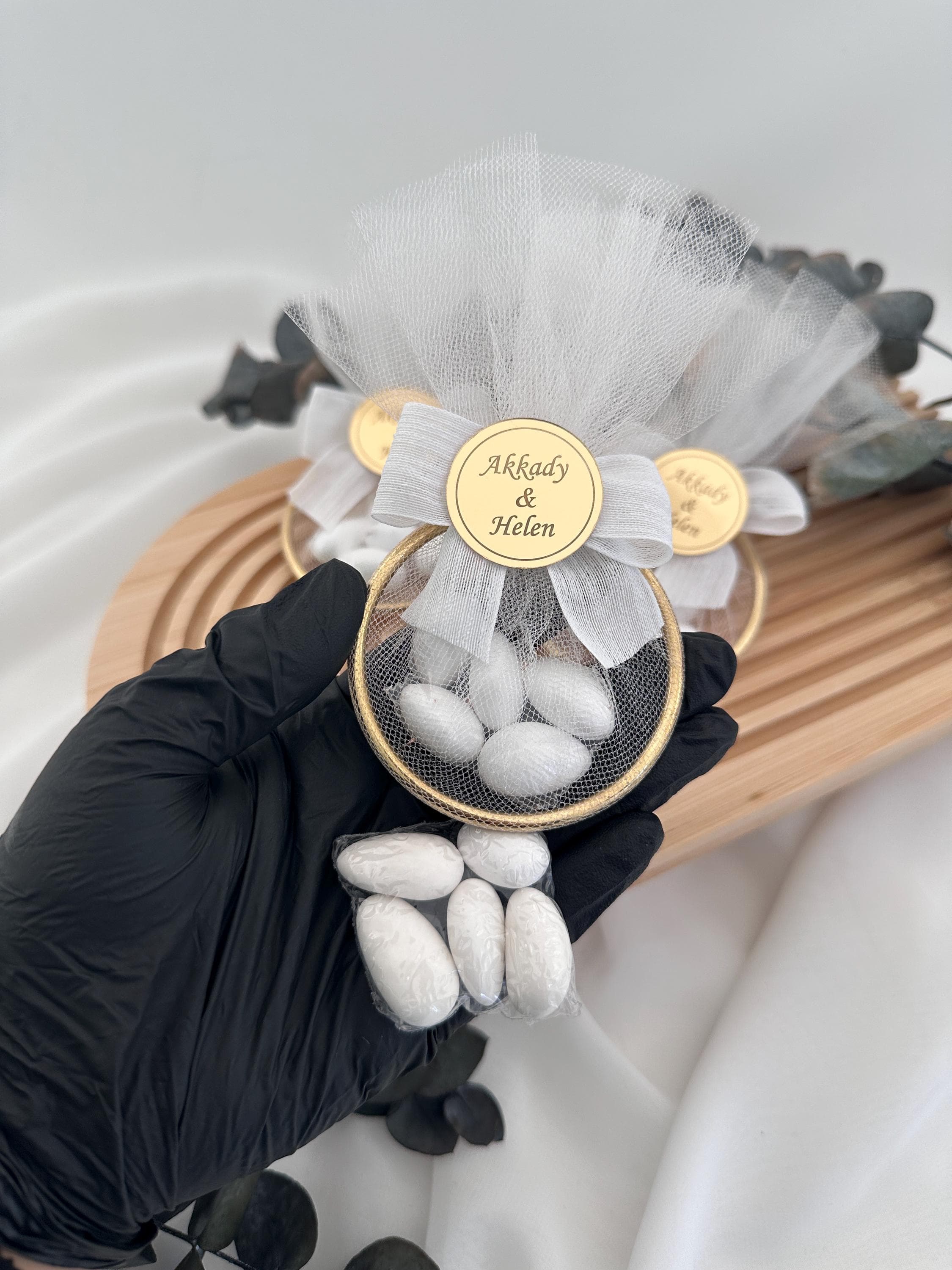 Personalized Wedding Favors for Guests, Gold Frame Glass Wedding Favors with Almonds, Custom Engagement Favors, Baptism Gifts, Nikkah Favor - image 3