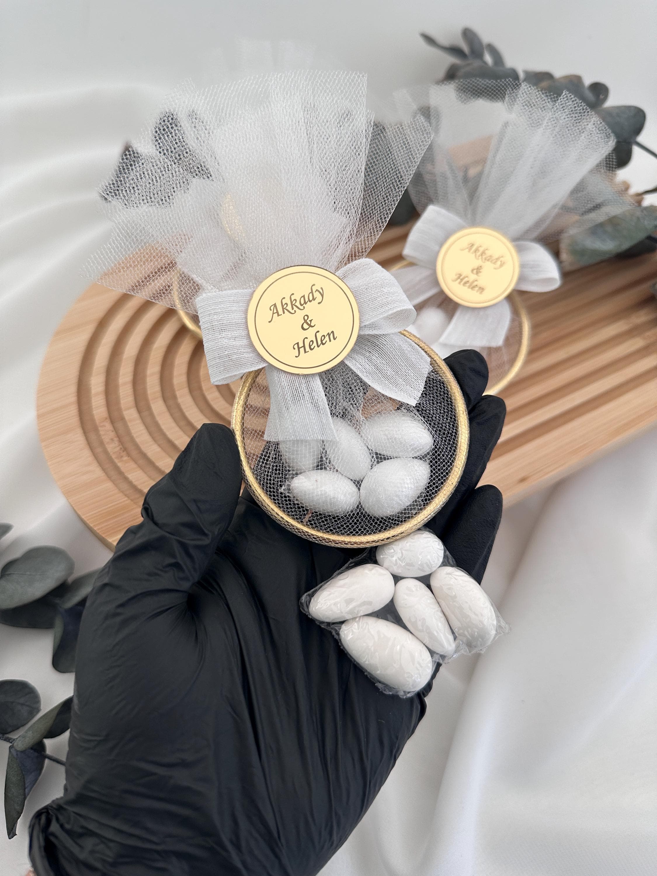 Personalized Wedding Favors for Guests, Gold Frame Glass Wedding Favors with Almonds, Custom Engagement Favors, Baptism Gifts, Nikkah Favor - image 2