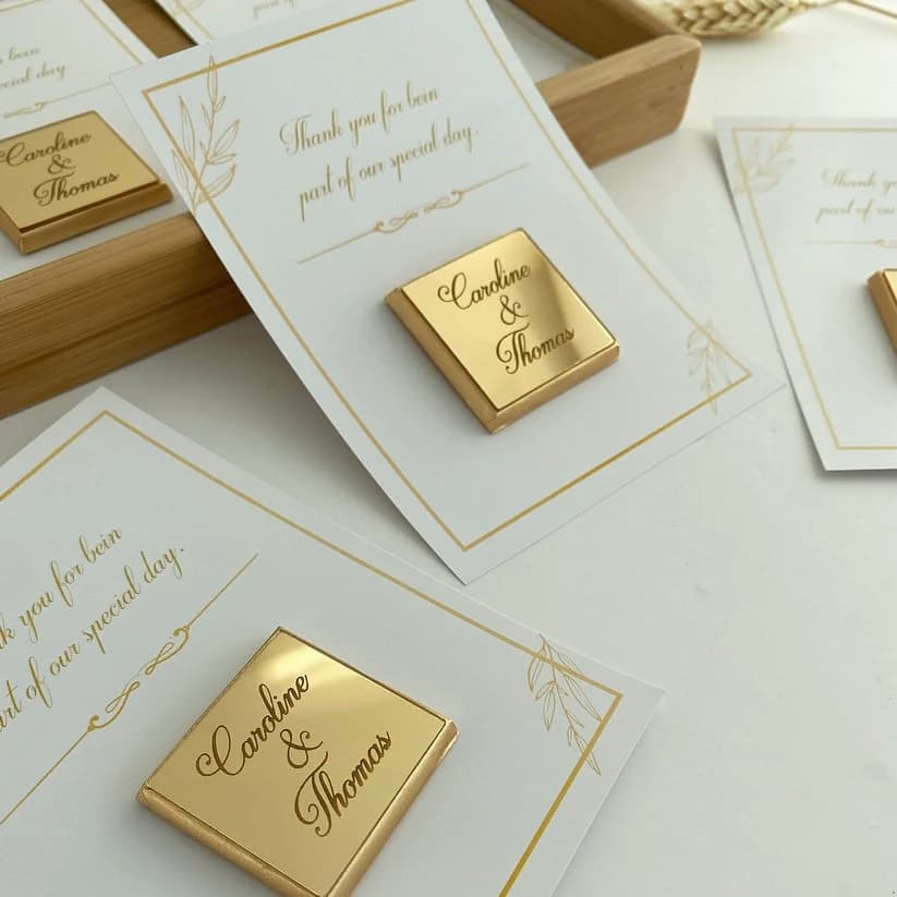 Chocolate For Guests With Thank You Card, Wedding Chocolate Treats, Engagement Favors Chocolate - image 3
