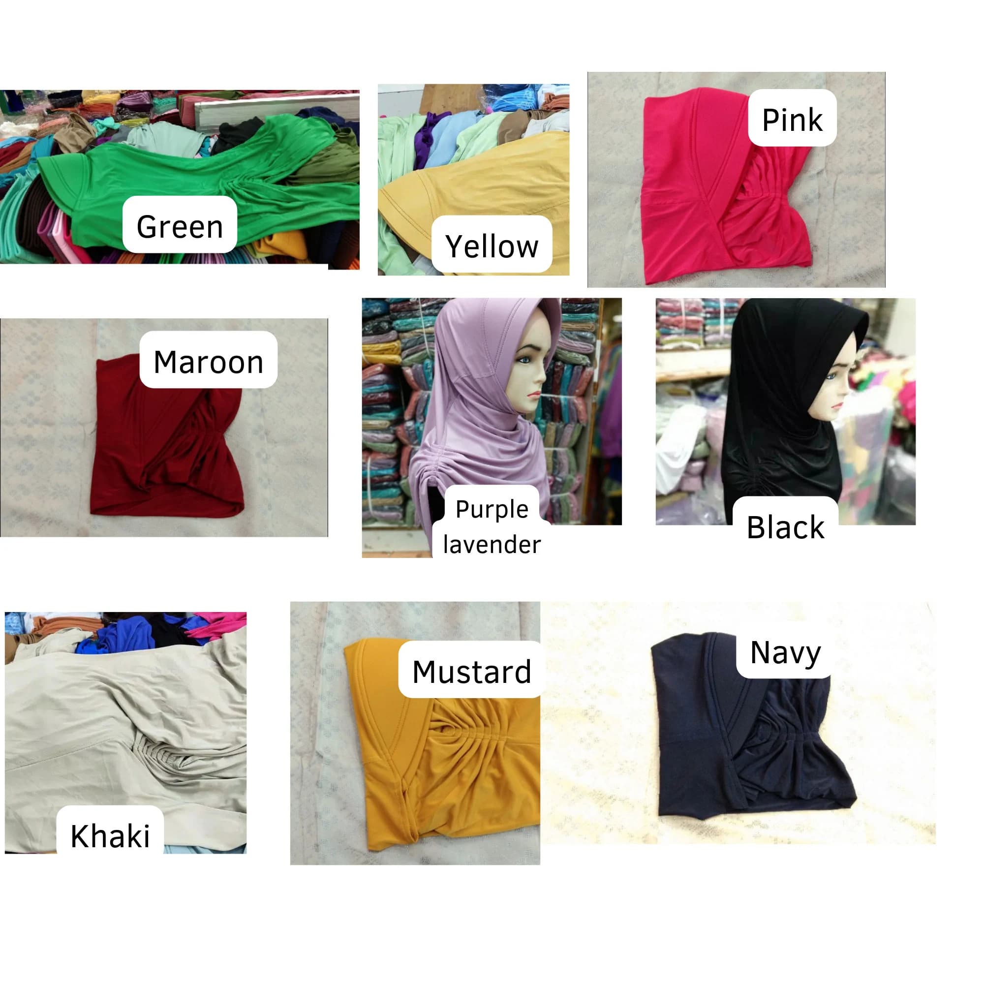 Hijab Instant Shawl for Women Muslim, Plain Khimar Veil, Ruffle Hijab Rumina