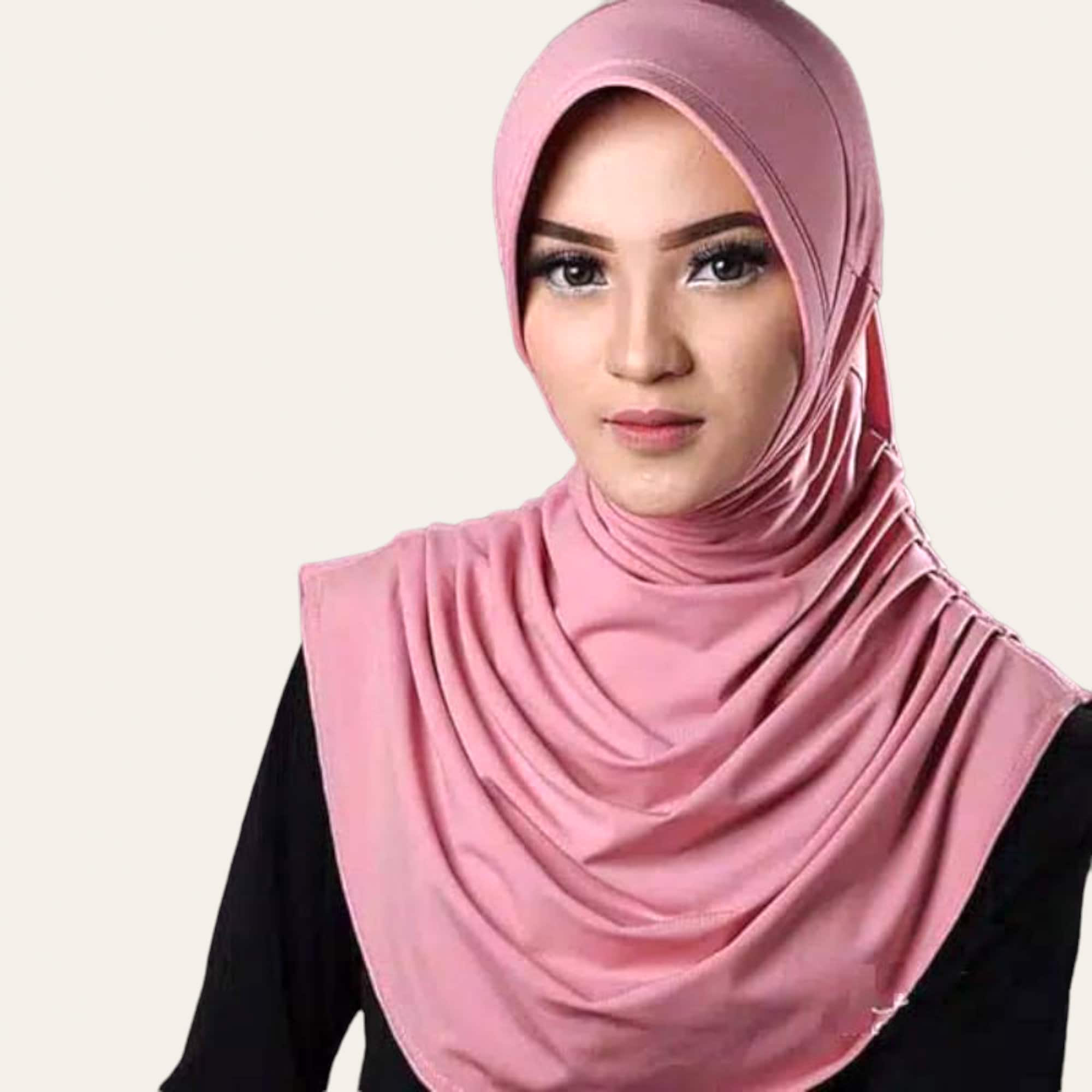 Hijab Instant Shawl for Women Muslim, Plain Khimar Veil, Ruffle Hijab Rumina