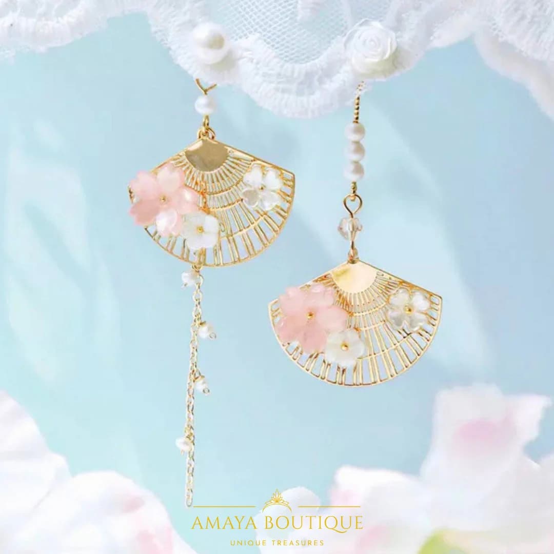 Floral dangle earrings | Mismatch earrings | Irregular earrings | Gift idea | floral | butterfly | - image 4
