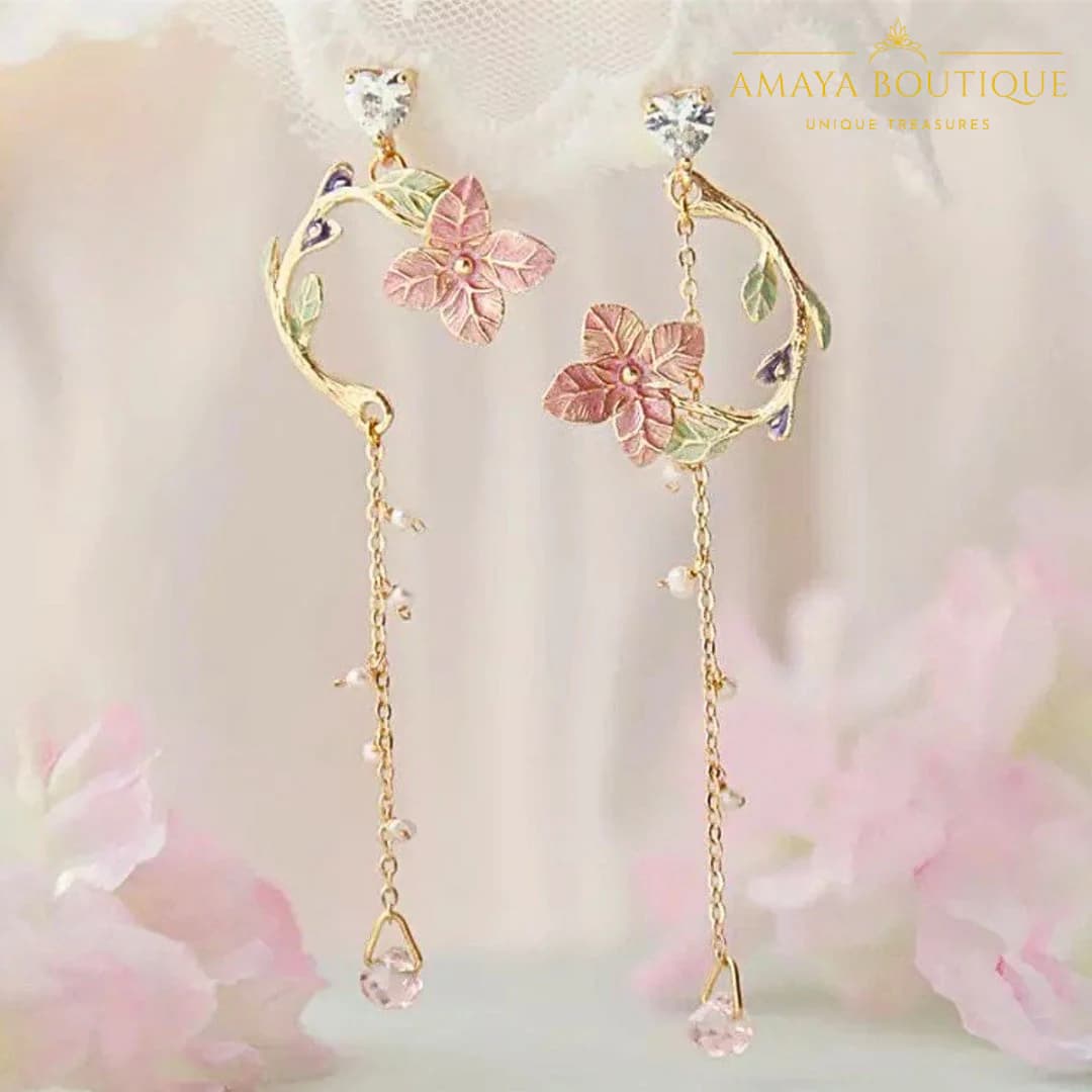Floral dangle earrings | Mismatch earrings | Irregular earrings | Gift idea | floral | butterfly | - image 3