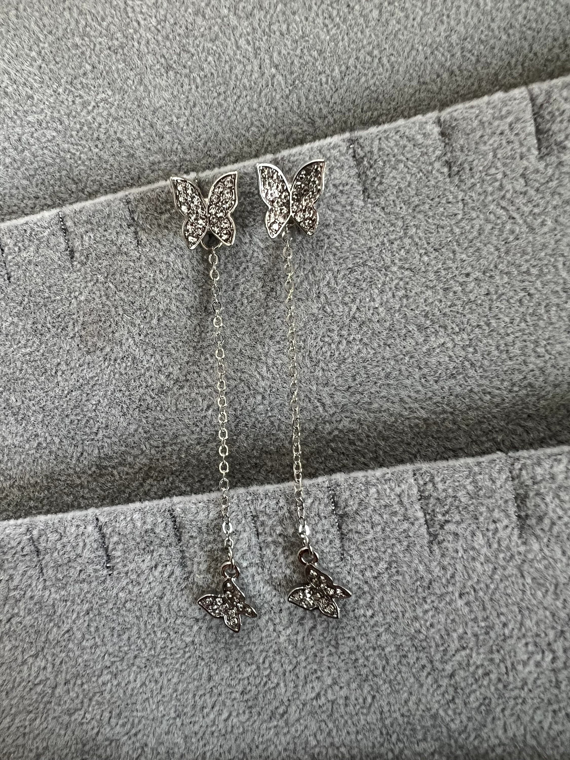 Butterfly 2-in-1 Earrings | Dangle & Studs | 2in1 Earrings | Gift Idea | Dainty Earrings | Elegant Earrings | - image 2