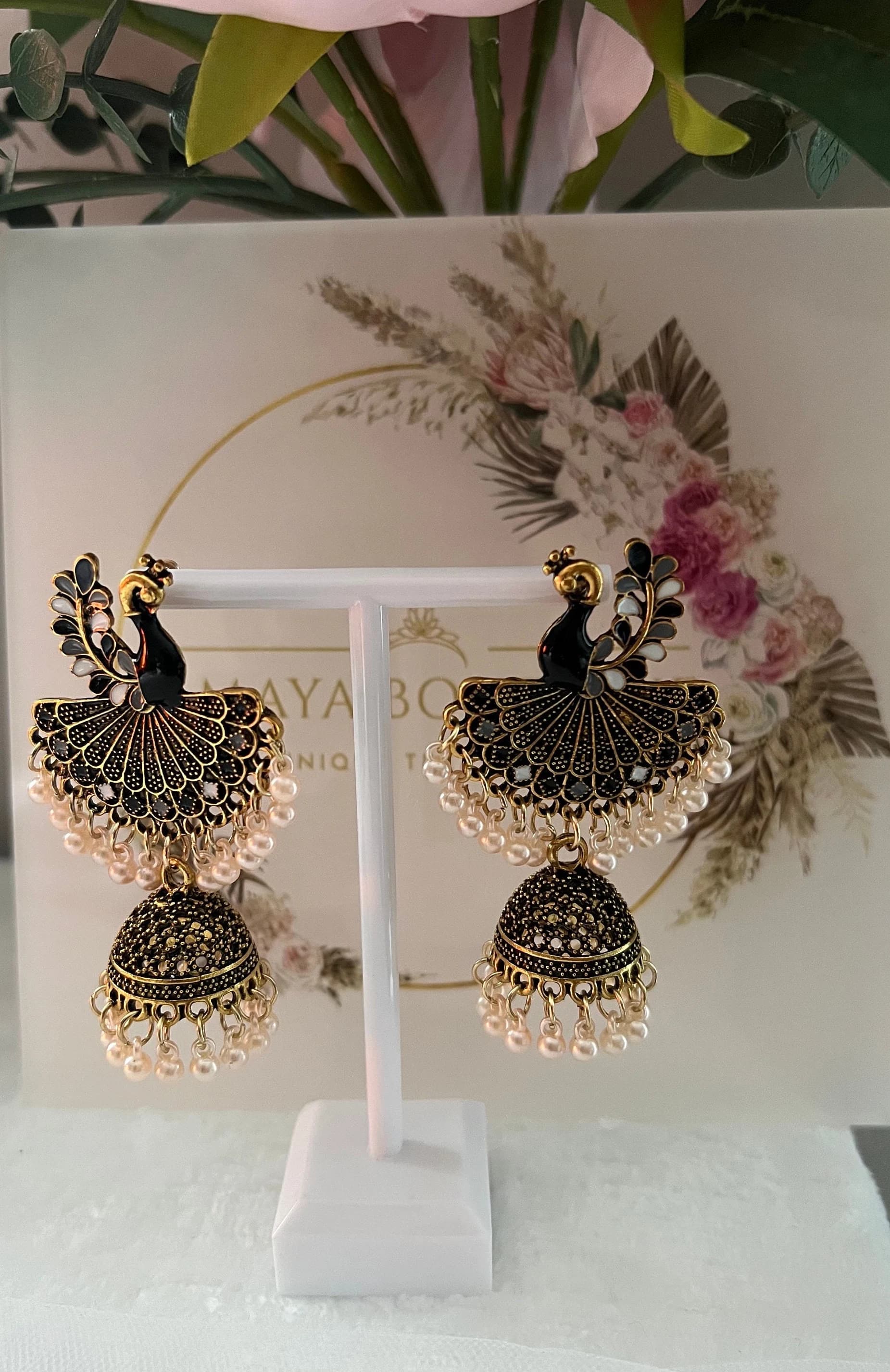 Peacock design jhumka earrings | traditional earrings | Asian jewellery | traditional style jewellery | jhumkas