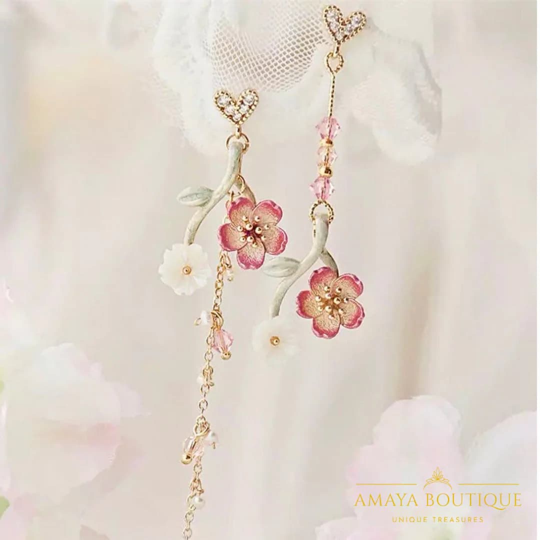 Floral dangle earrings | Mismatch earrings | Irregular earrings | Gift idea | floral | butterfly | - image 5
