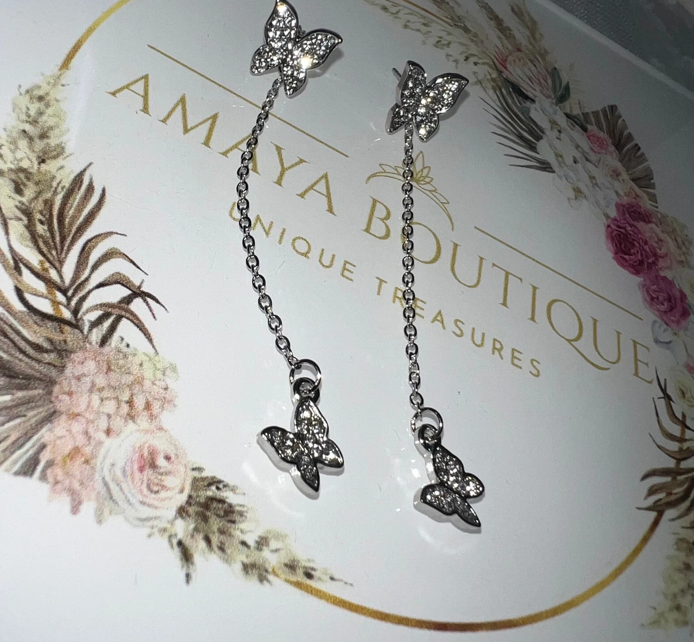 Butterfly 2-in-1 Earrings | Dangle & Studs | 2in1 Earrings | Gift Idea | Dainty Earrings | Elegant Earrings | - image 4