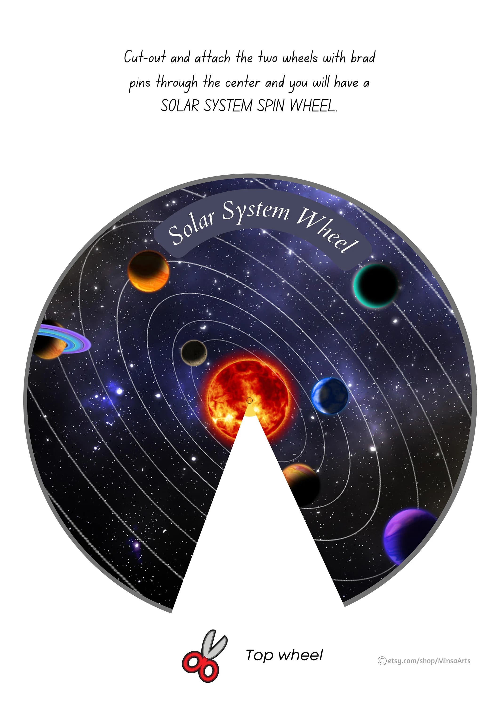 Solar System Printable Activity, Solar System Models, Match the Planets, Planet's activity, Homeschool Preschool Worksheet, planet wheel