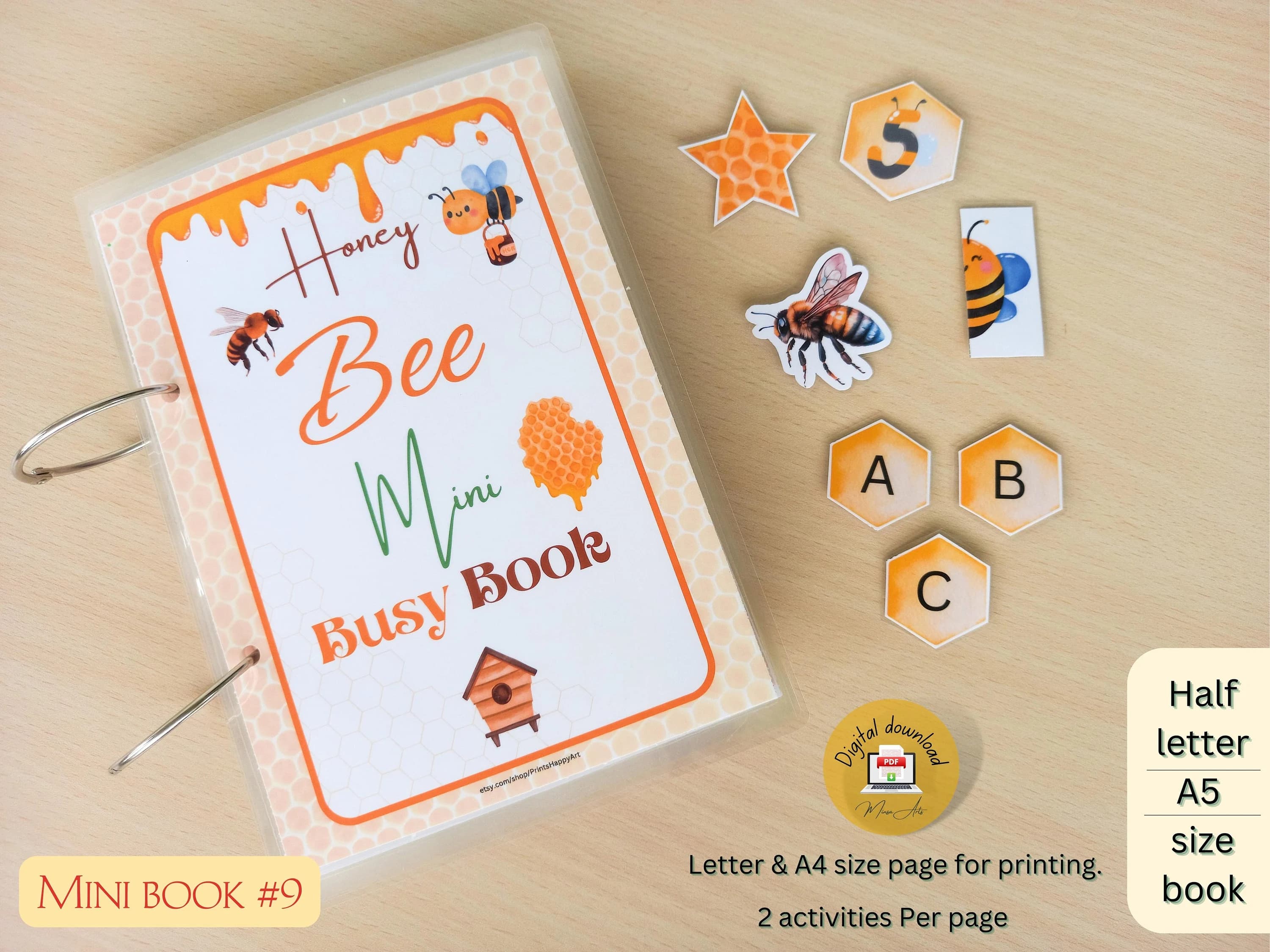 PRINTABLE Honey Bee Mini Busy Book for Toddlers #9 | Watercolor Learning Binder - PDF