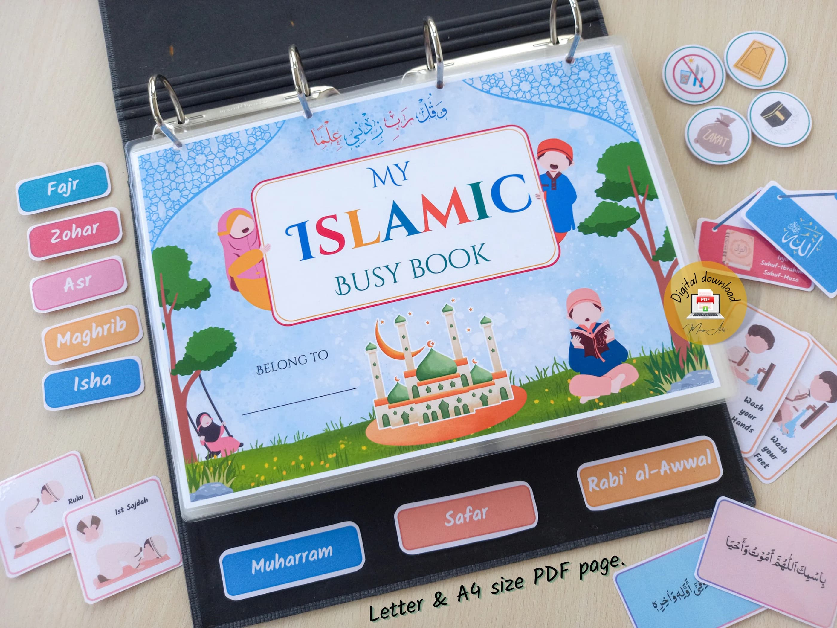 PRINTABLE Little Islamic Busy Book, Early Islamic Learning, Islamic Homeschool Activity Muslim toddler Binder Worksheets - PDF