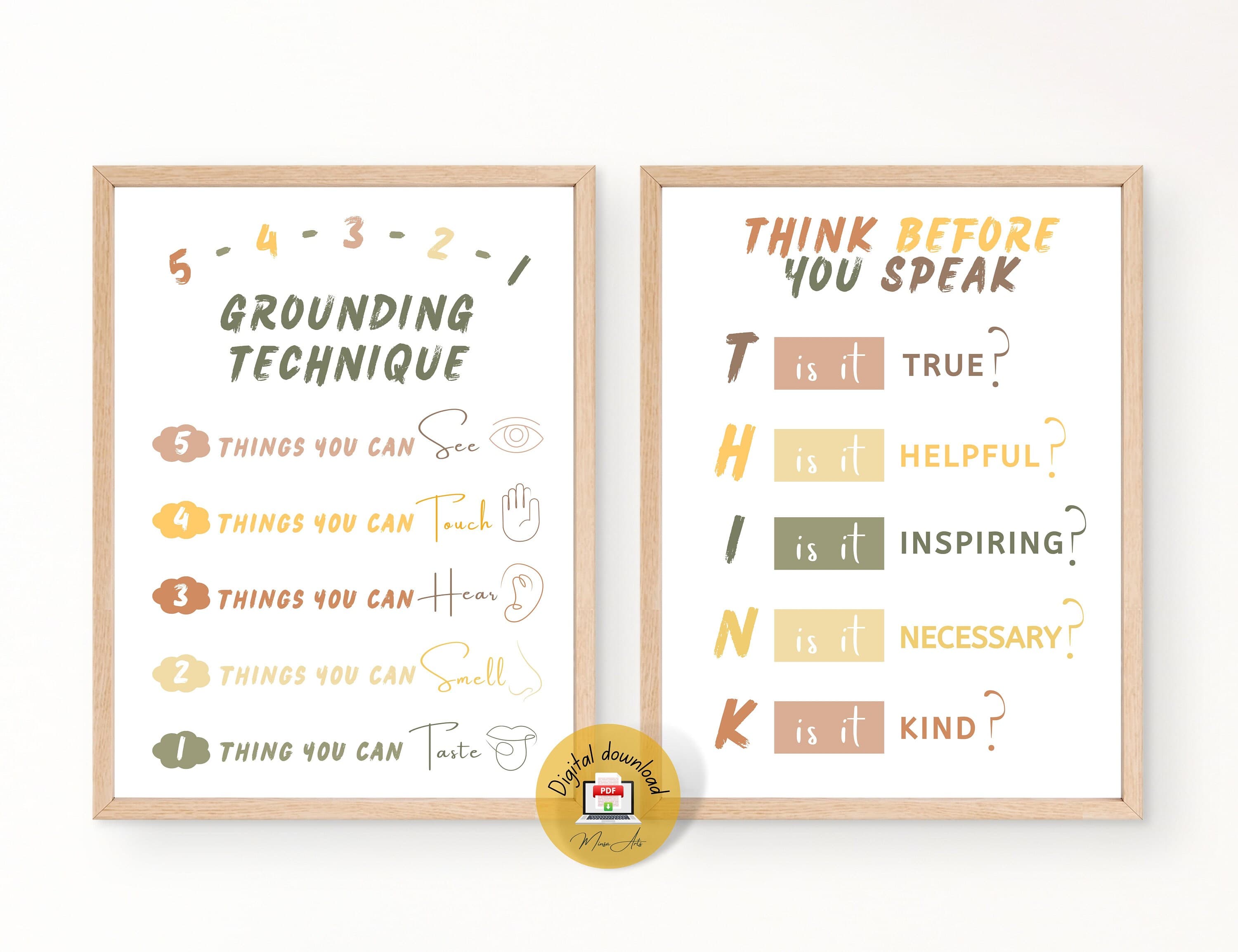 Calming Corner Counseling Posters Set of 8 | Self Regulation Therapy | School Office Psychologist Printable Wall Decor | Mindfulness Poster