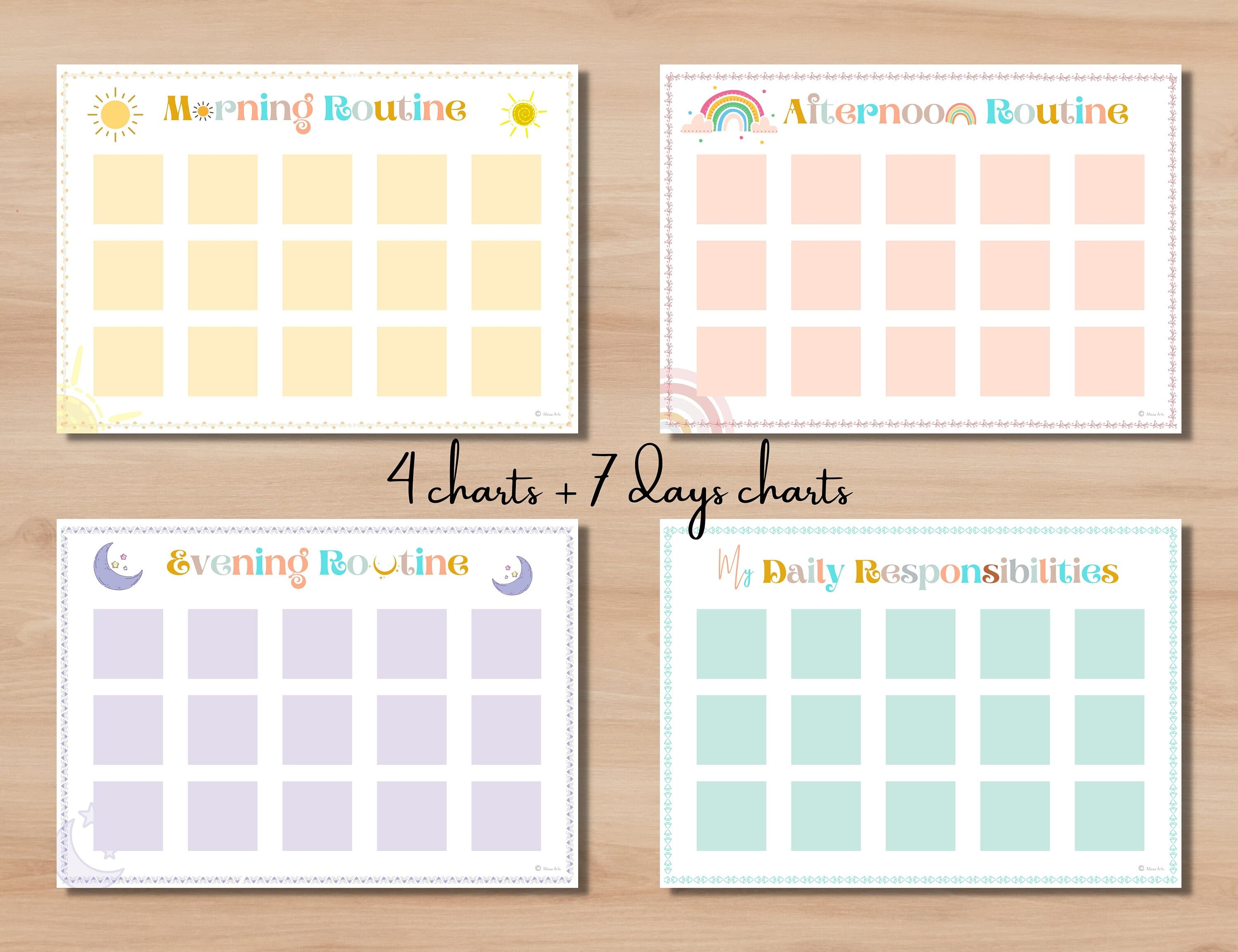 Bedtime Routine Chore Chart, Daily Routine Chart, Toddler Daily Routine Printable Cards , Visual Schedule Routine Cards, Daily Rhythm Cards