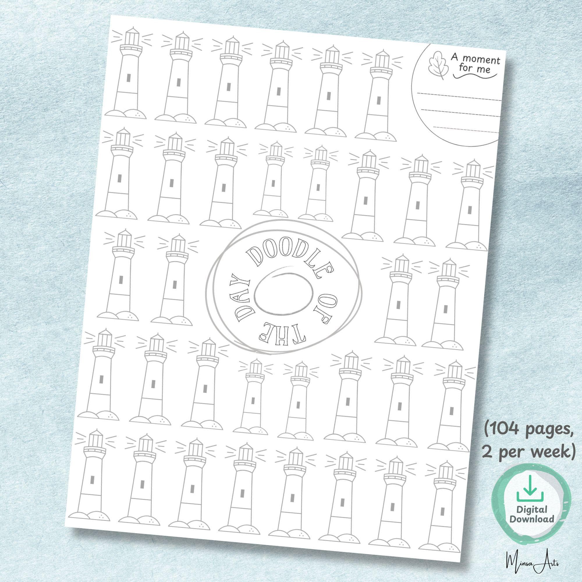 Daily doodle worksheet for mindful coloring