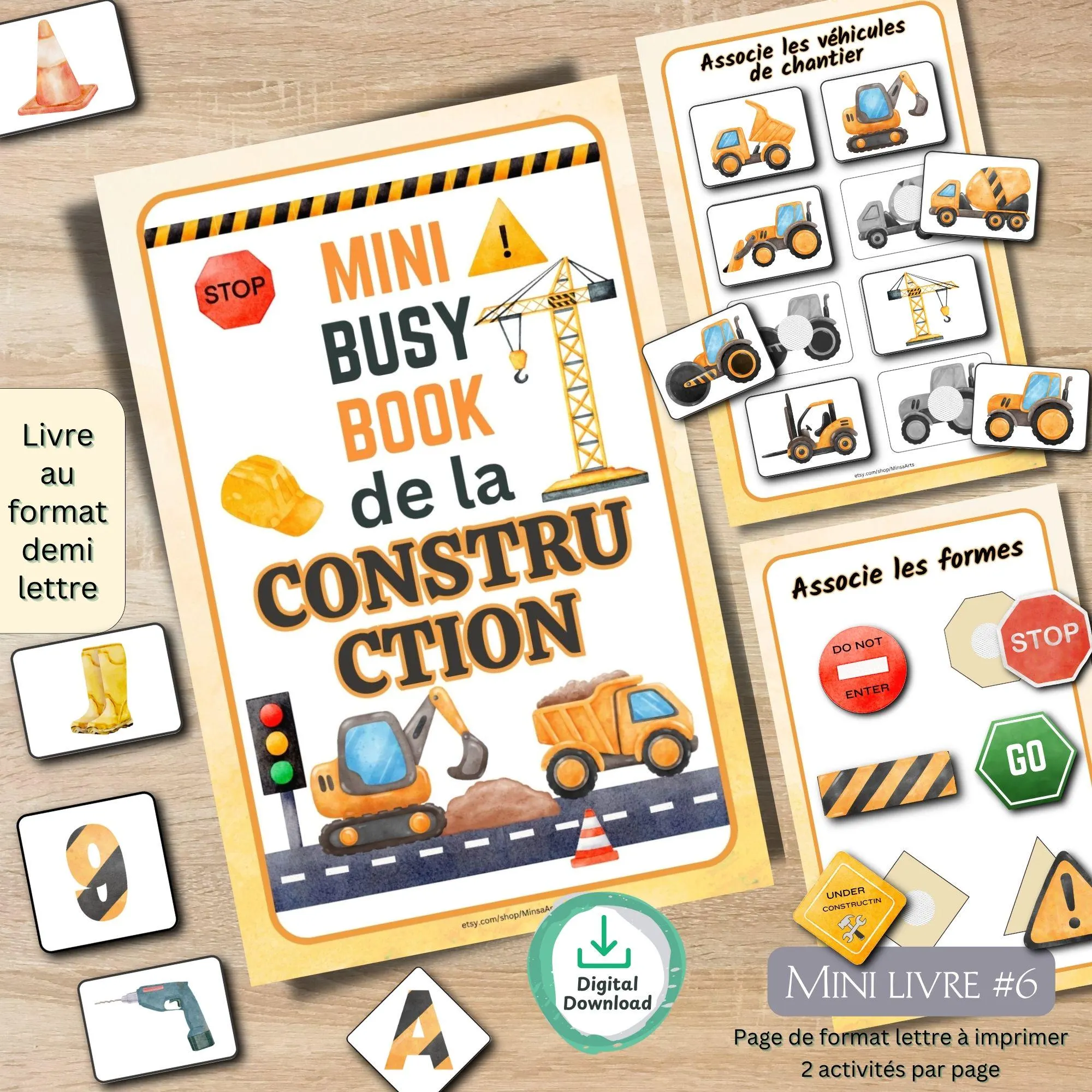 Construction Vehicle Busy Book: Montessori Learning Activities (PDF Printable)