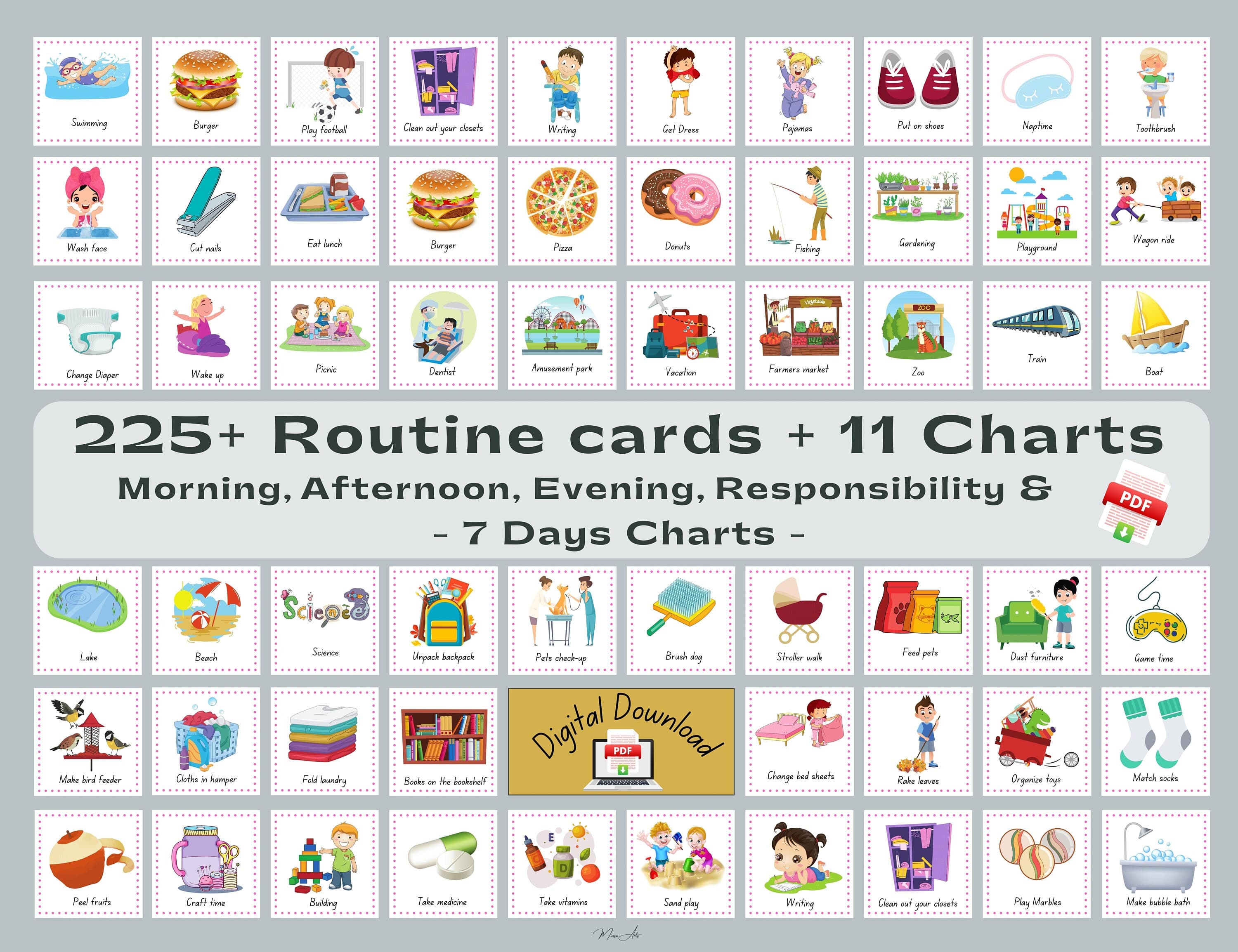 Toddler Routine Chart: Visual Schedule Cards (Digital Download)