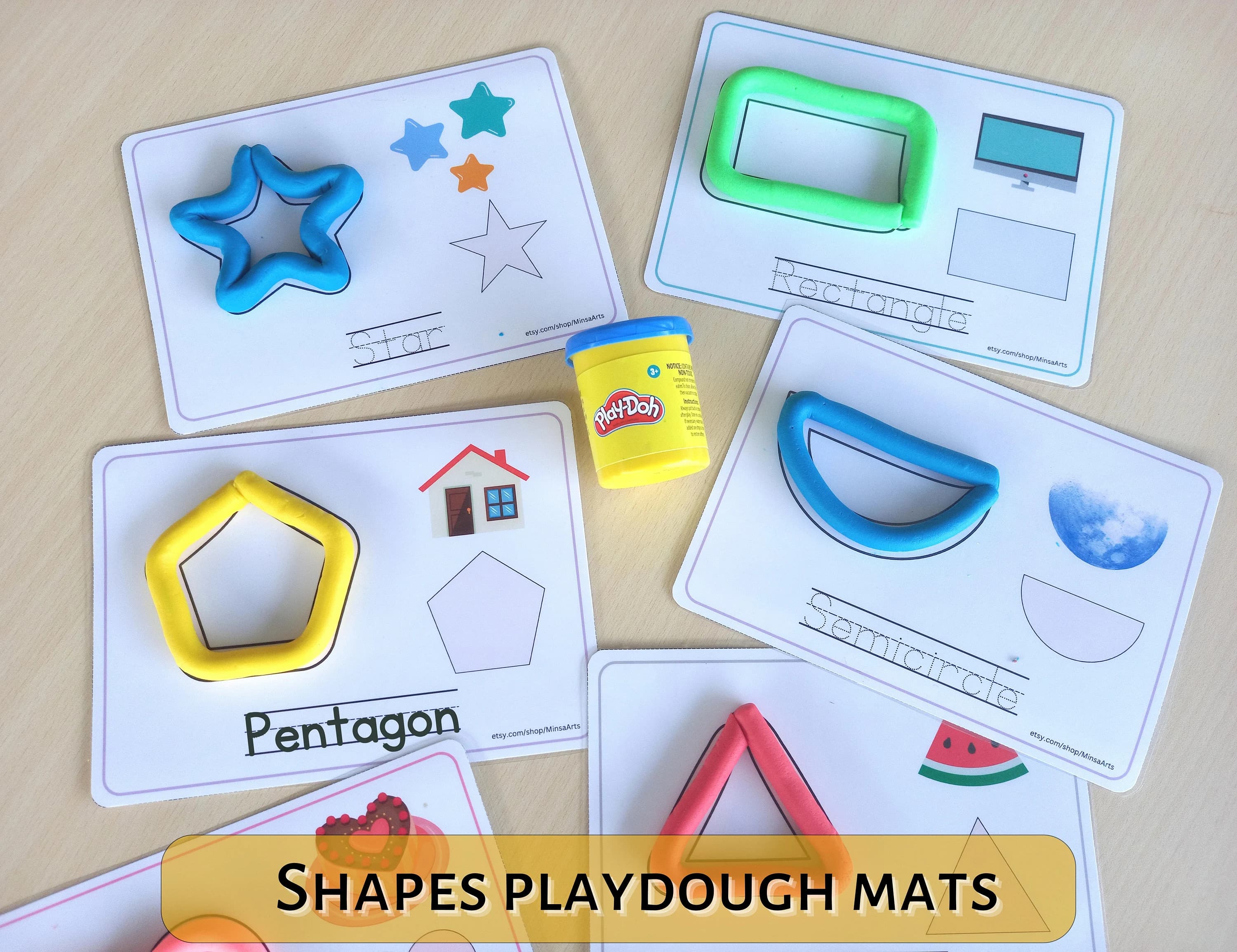Printable Shapes Play Dough Mats for Kids Playdough Toddler Activity | Pre-K Preschool Homeschool Curriculum