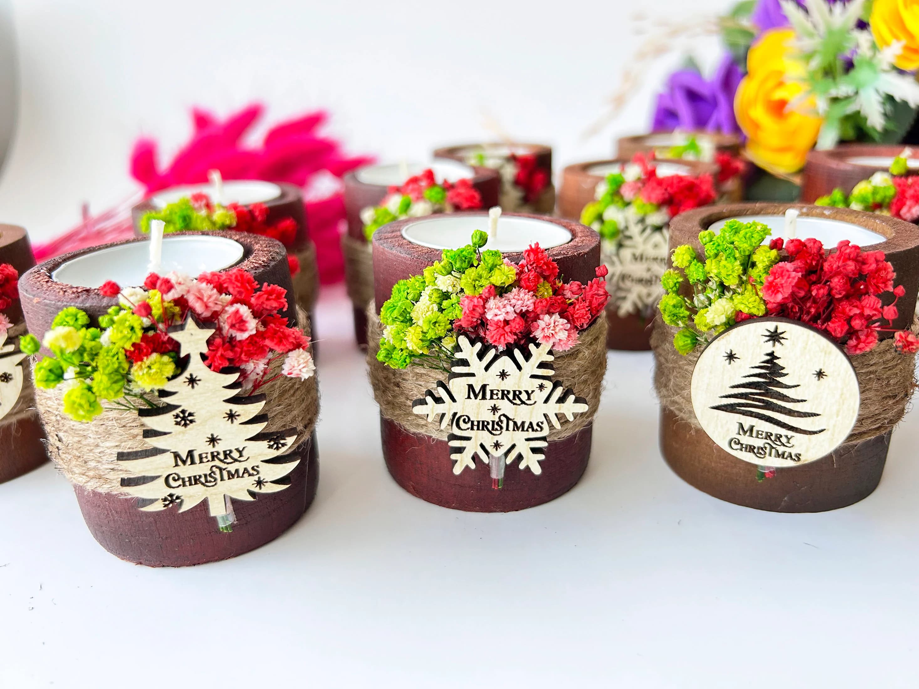 Merry Christmas Candleholder Gifts, Holiday Favor, Gifts for Guests, Stocking Filler Favor, Christmas Little Gift, New year, Tealight holder - image 3