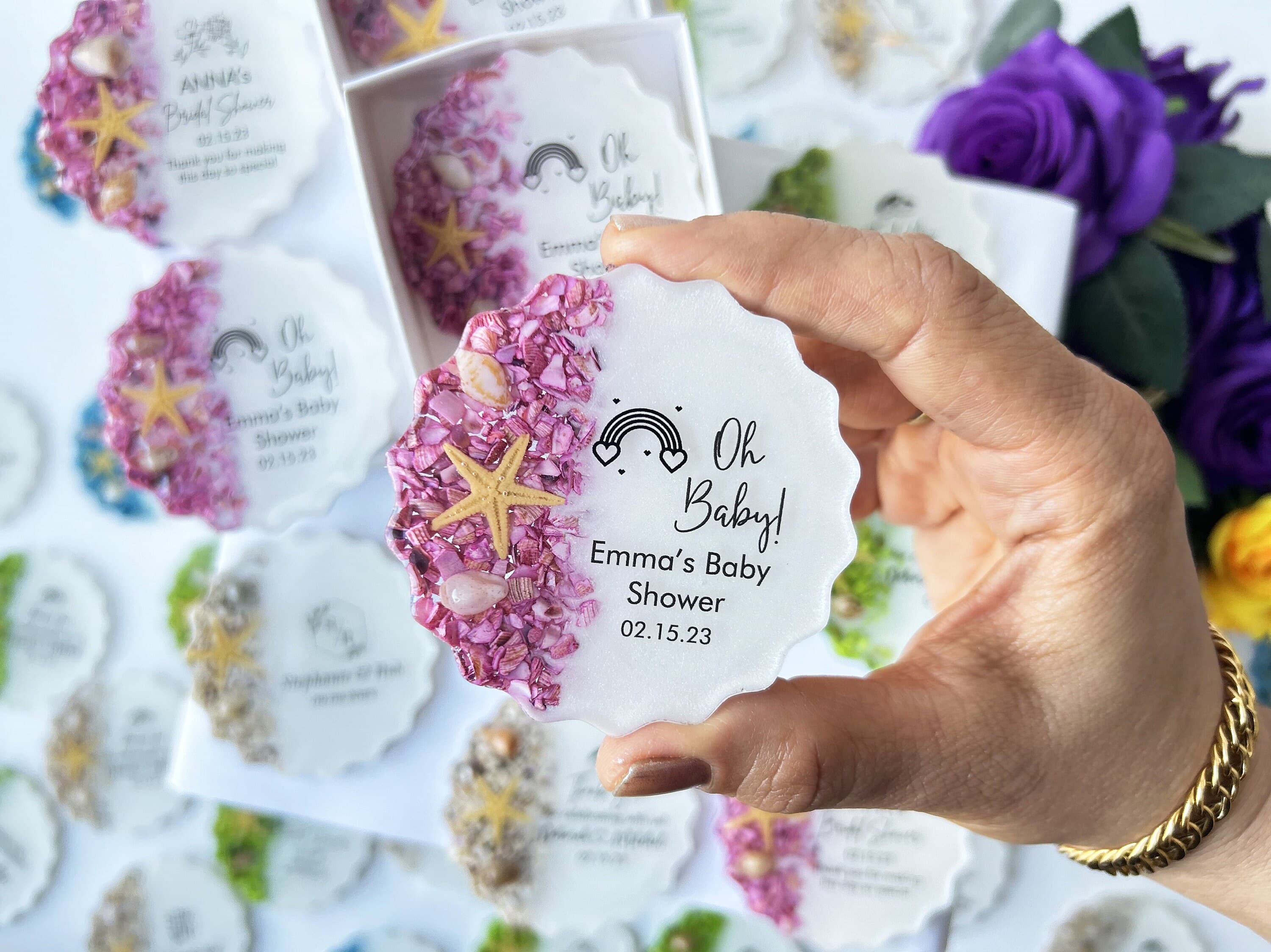 Baby Shower Favors, Baby shower gift ideas,  Guest thank you gift, Baby in bloom, Epoxy Magnet, Birthday, Unique, Personalized, Girl, Boy - image 5