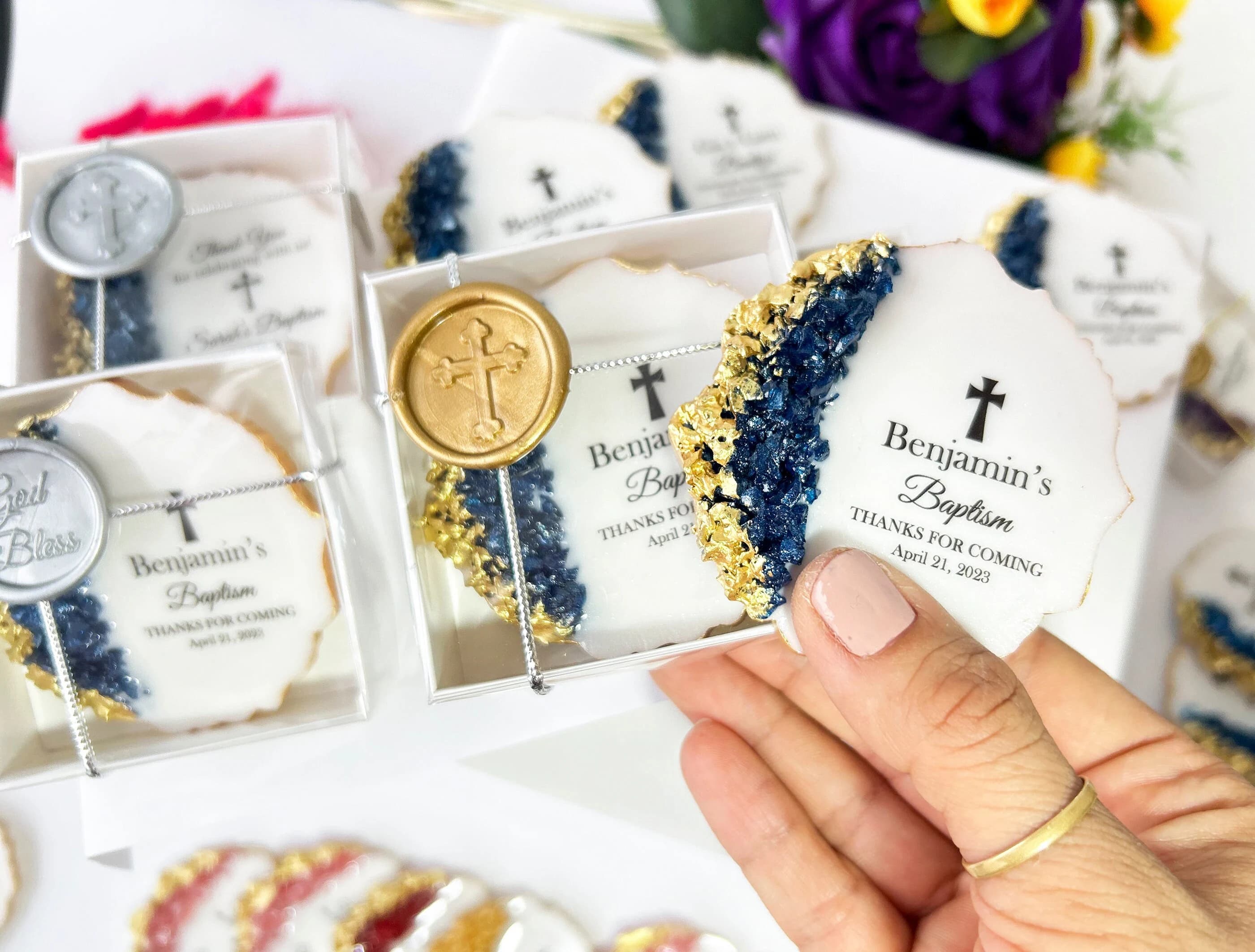 Baptism favors for boy, girl, Christening favors, First communion, Confirmation gift, Dedication, Holy Eucharist favors, Resin Fridge Magnet