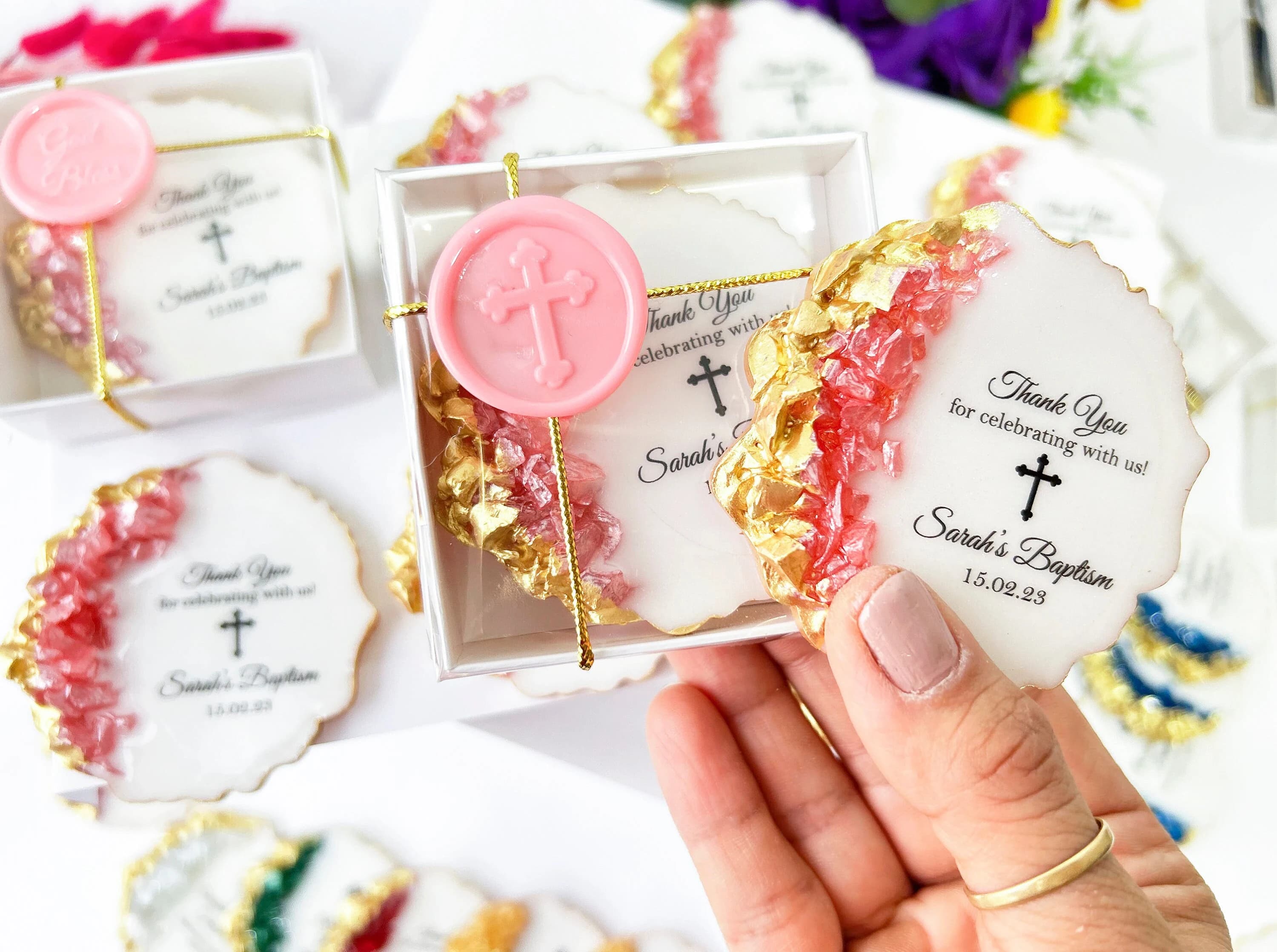 Baptism favors for girl, Christening favors boy, First communion, Confirmation gift, Dedication, Holy Eucharist favors, Resin Fridge Magnet