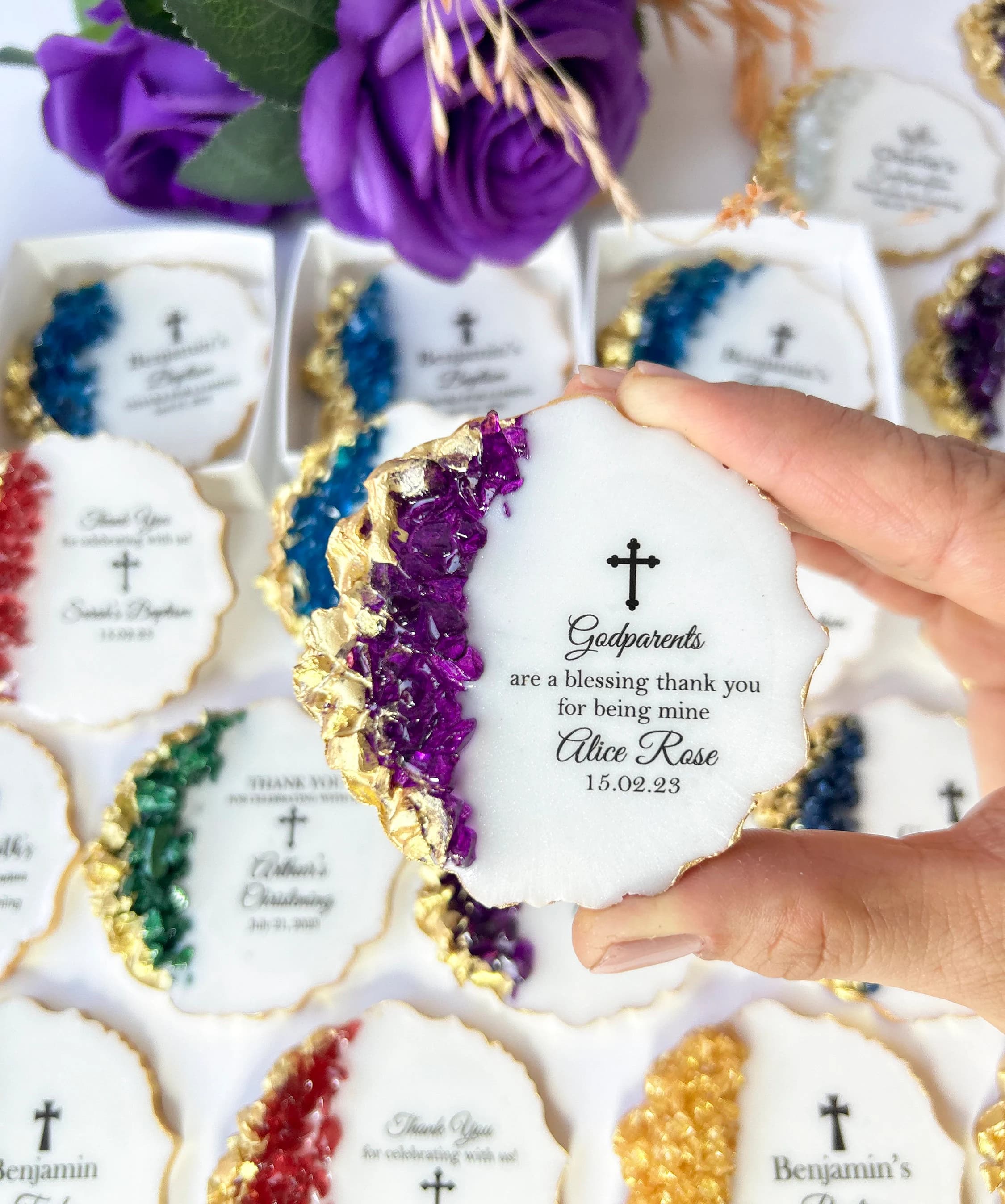 Baptism favors, Christening favors girl, First communion, Confirmation gift girl, Dedication, Holy Eucharist, Resin Fridge Magnet - image 3