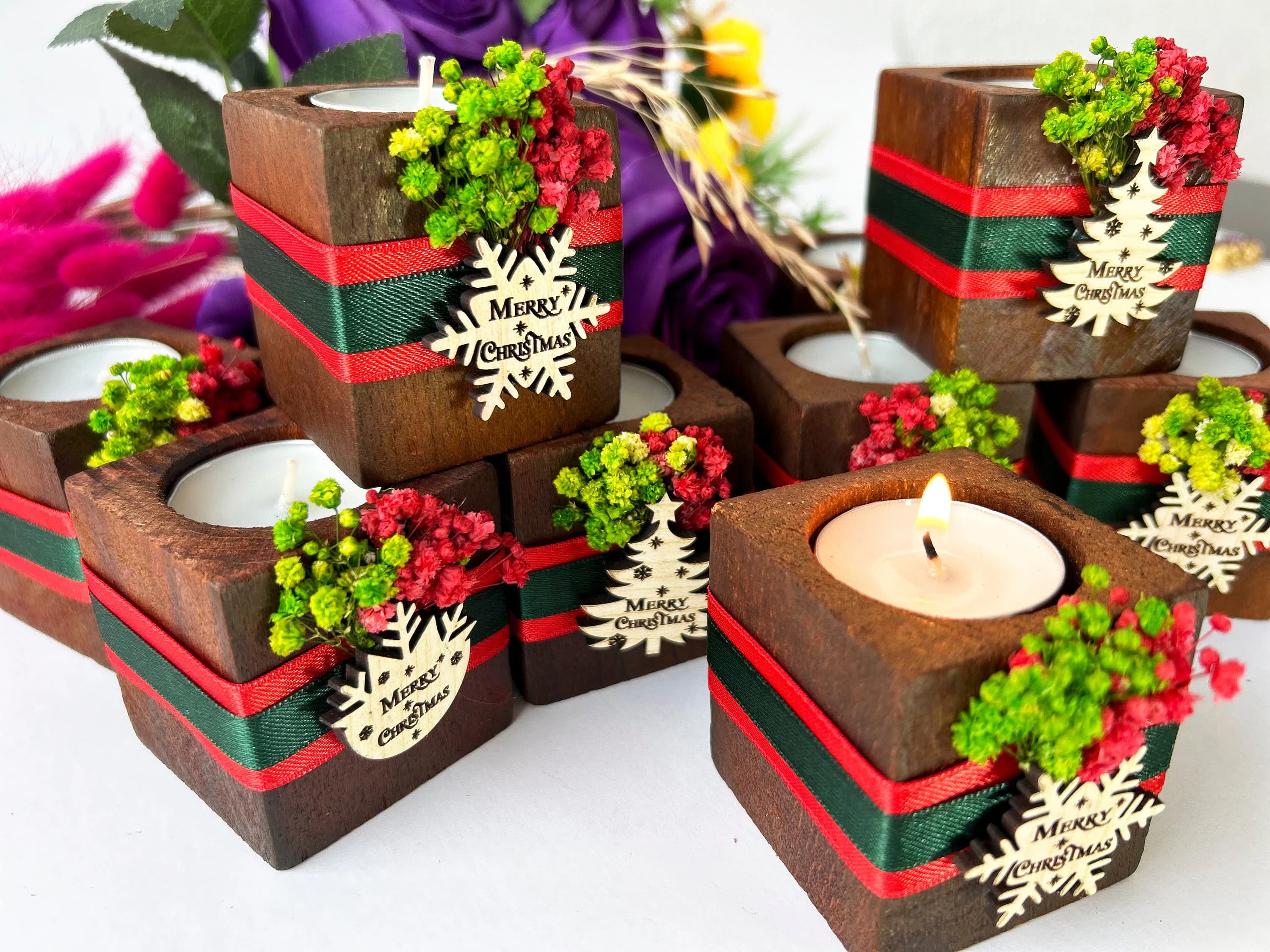 Christmas Candleholder Gifts, Holiday Favor, Gifts for Guests, Stocking Filler Favor, Christmas Little Gift, New year, Tealight holder