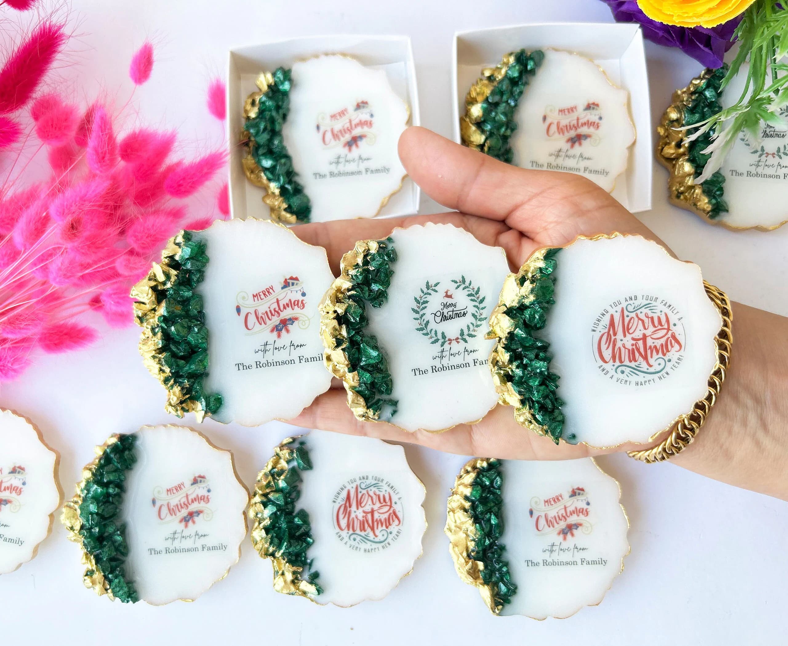 Christmas Party Favors for Guests, Christmas Gift, Xmas Gifts, New Year 2025 gift, Christmas Decoration, Fridge Resin Magnet favors, Epoxy