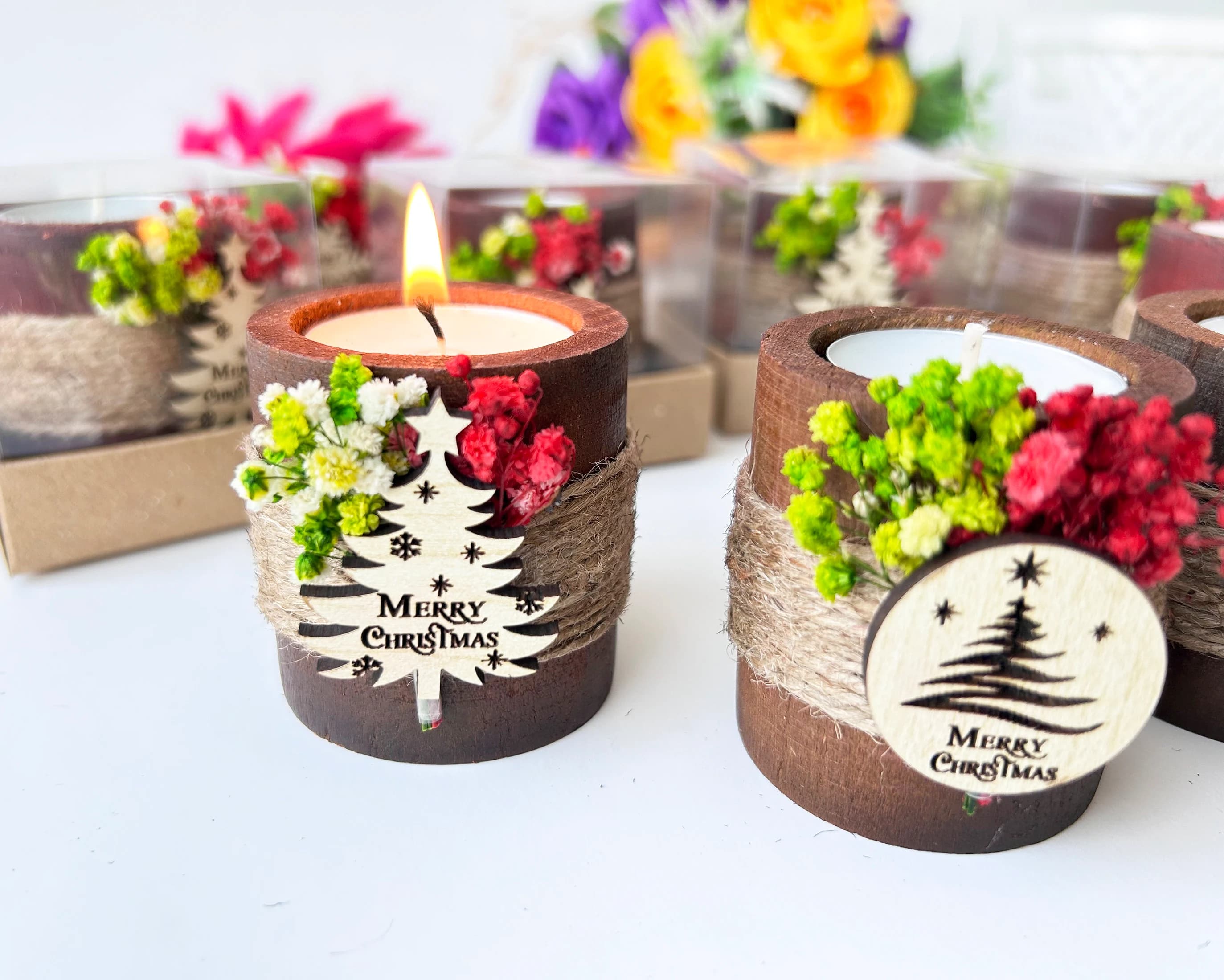 Merry Christmas Candleholder Gifts, Holiday Favor, Gifts for Guests, Stocking Filler Favor, Christmas Little Gift, New year, Tealight holder - image 4
