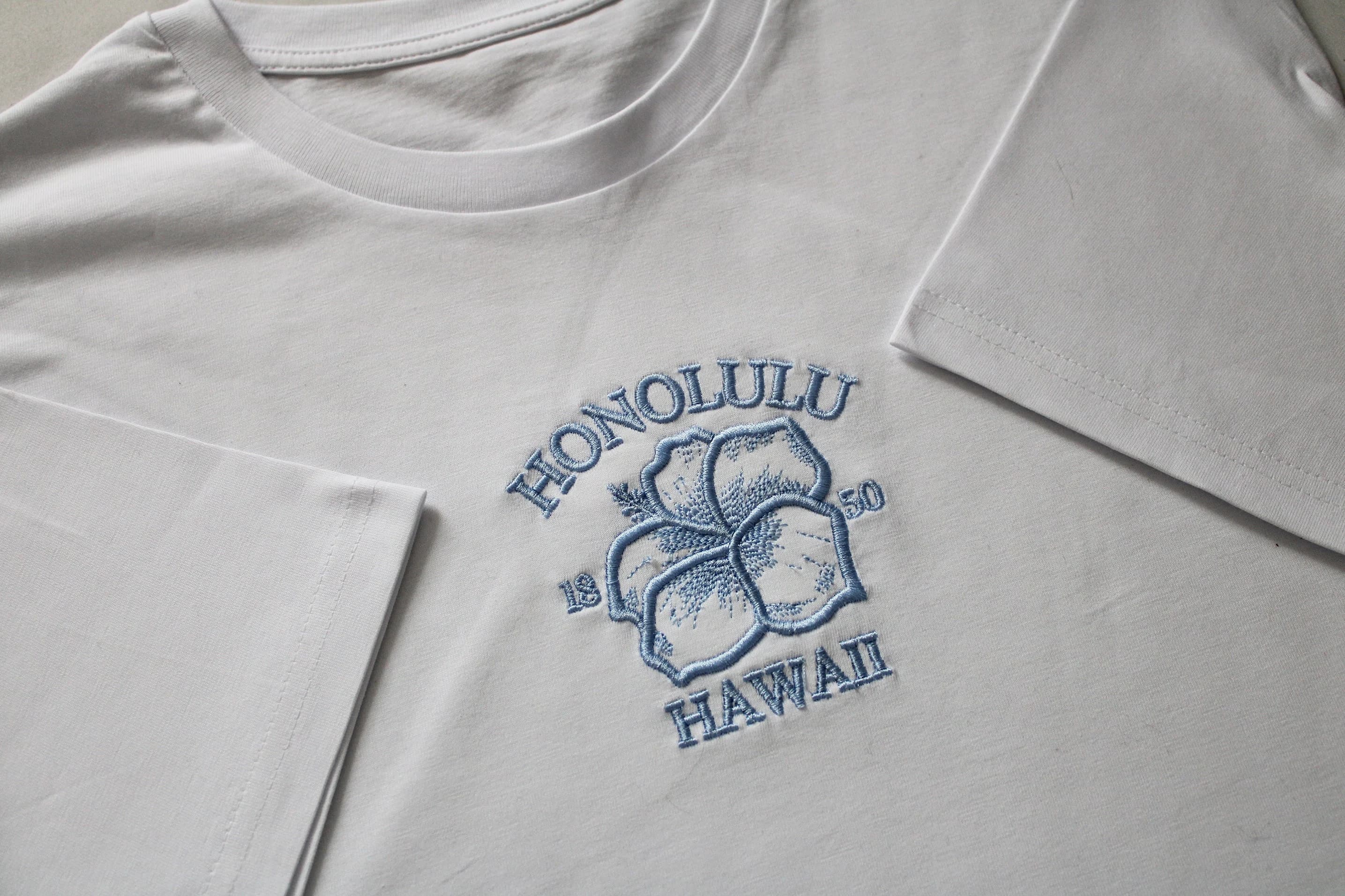 Embroidered Honolulu TShirt | Hawaii Tee | Tropical Travel Shirt | Coastal Aesthetic Clothing