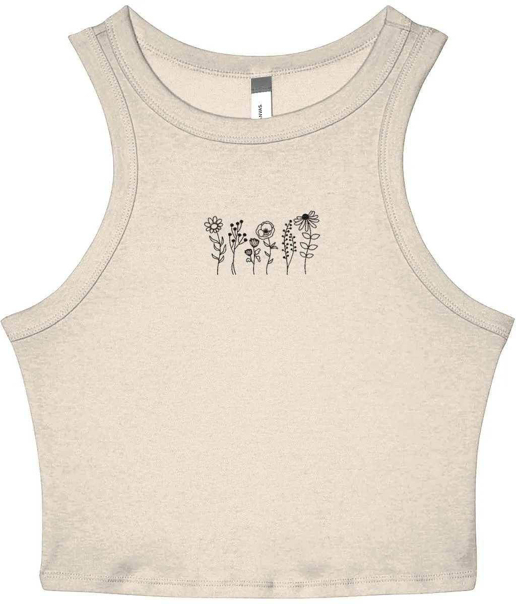 Wildflower Embroidered Tank Top | Minimal Floral Tank | Botanical Flower Tank | Cottagecore Fairycore Tank