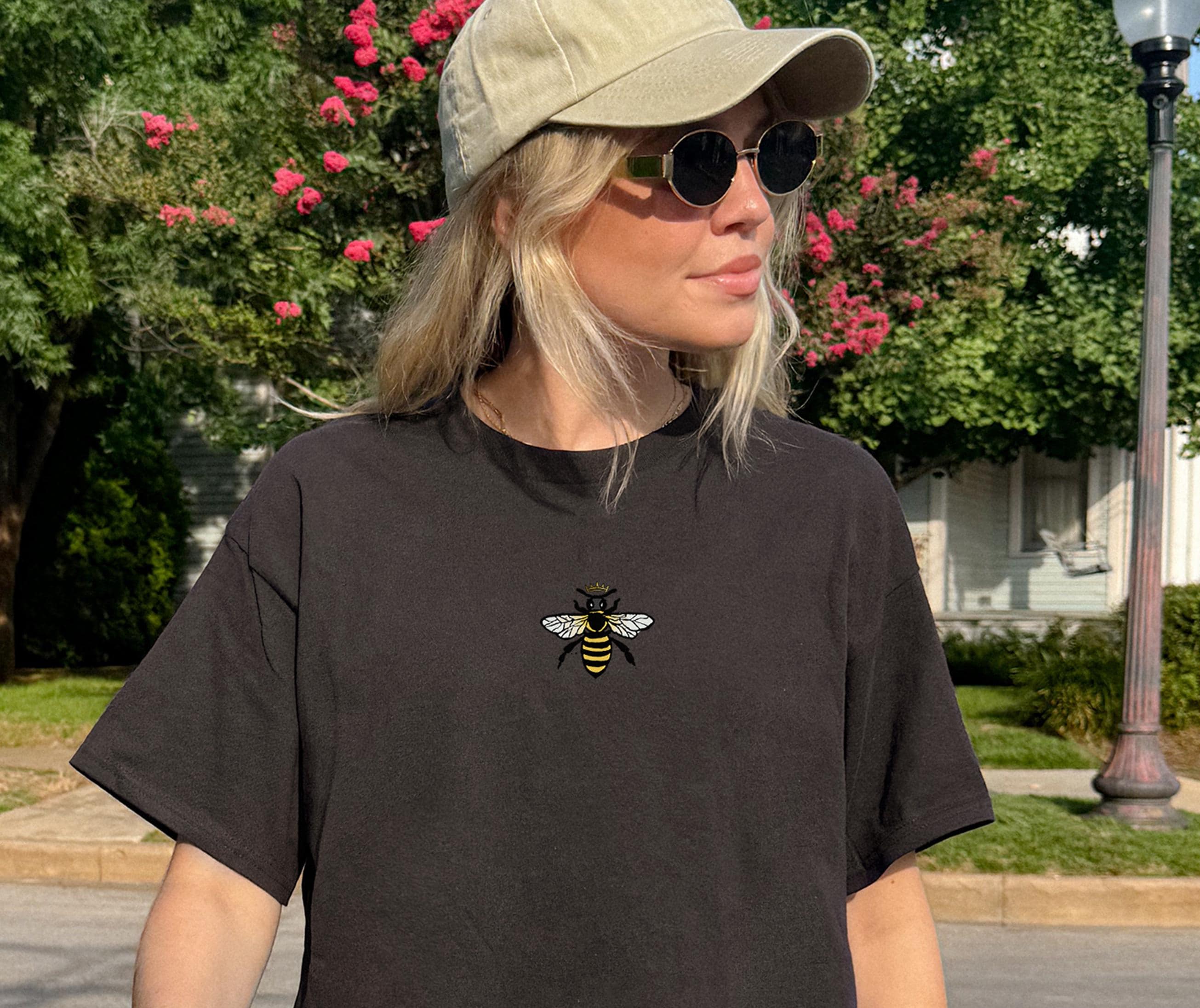 Embroidered Queen Bee T-Shirt, Bumble Bee, Queen Bee, Bee Gifts, Summer Clothing, Embroidered Summer T Shirt, Cute Summer Shirt