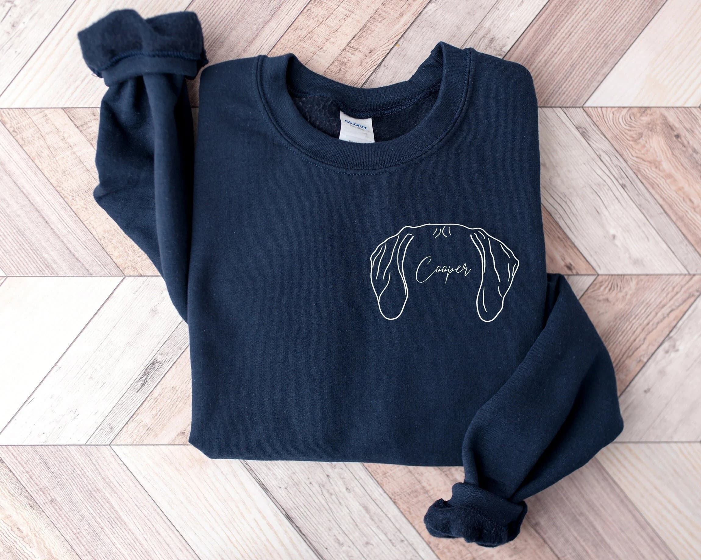 Custom Pet Sweatshirt | Personalised Pet Name and Outline Hoodie TShirt | Minimal Dog & Cat Lover Gift