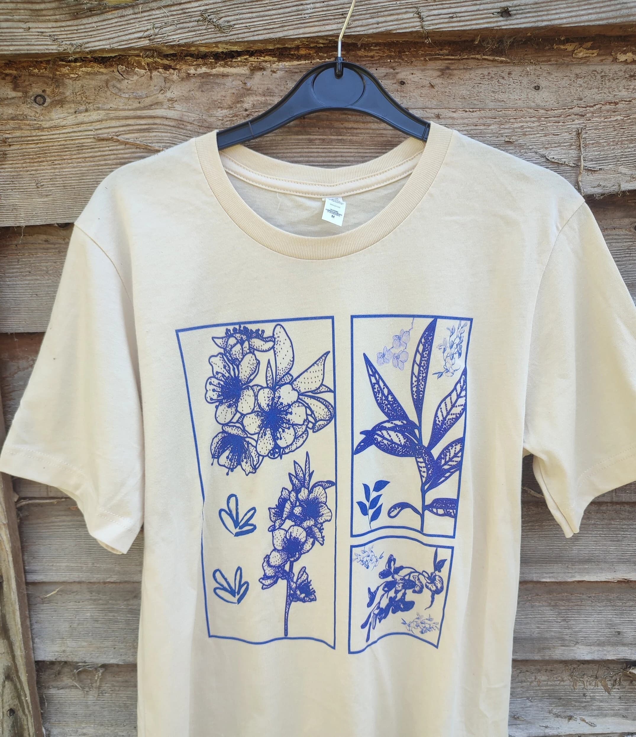 Blue Botanical TShirt | Floral Graphic Tee | Vintage Flower Shirt | Cottagecore Botanical Clothing