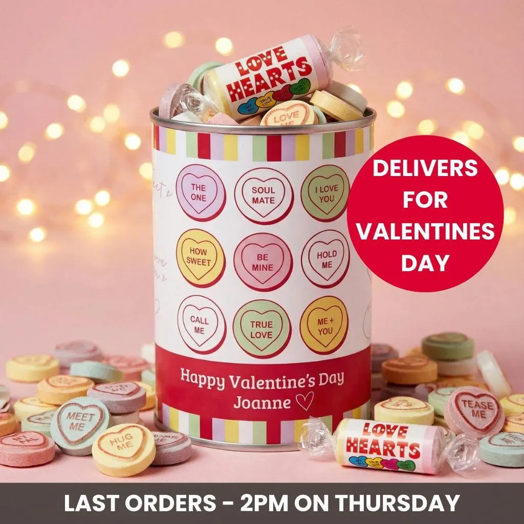 Valentines Day Gift - Personalised Filled Love Hearts Sweet Tin