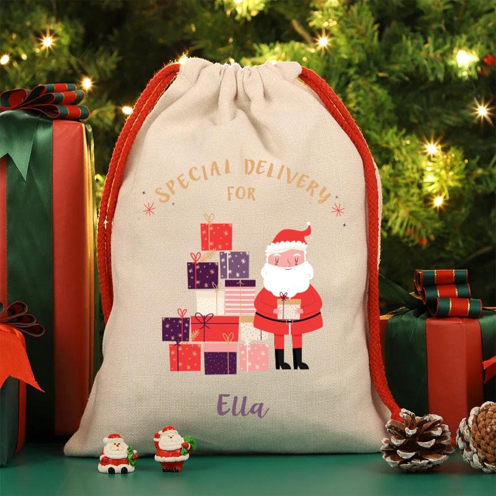Personalized Linen Christmas Sack – Santa Special Delivery - image 3